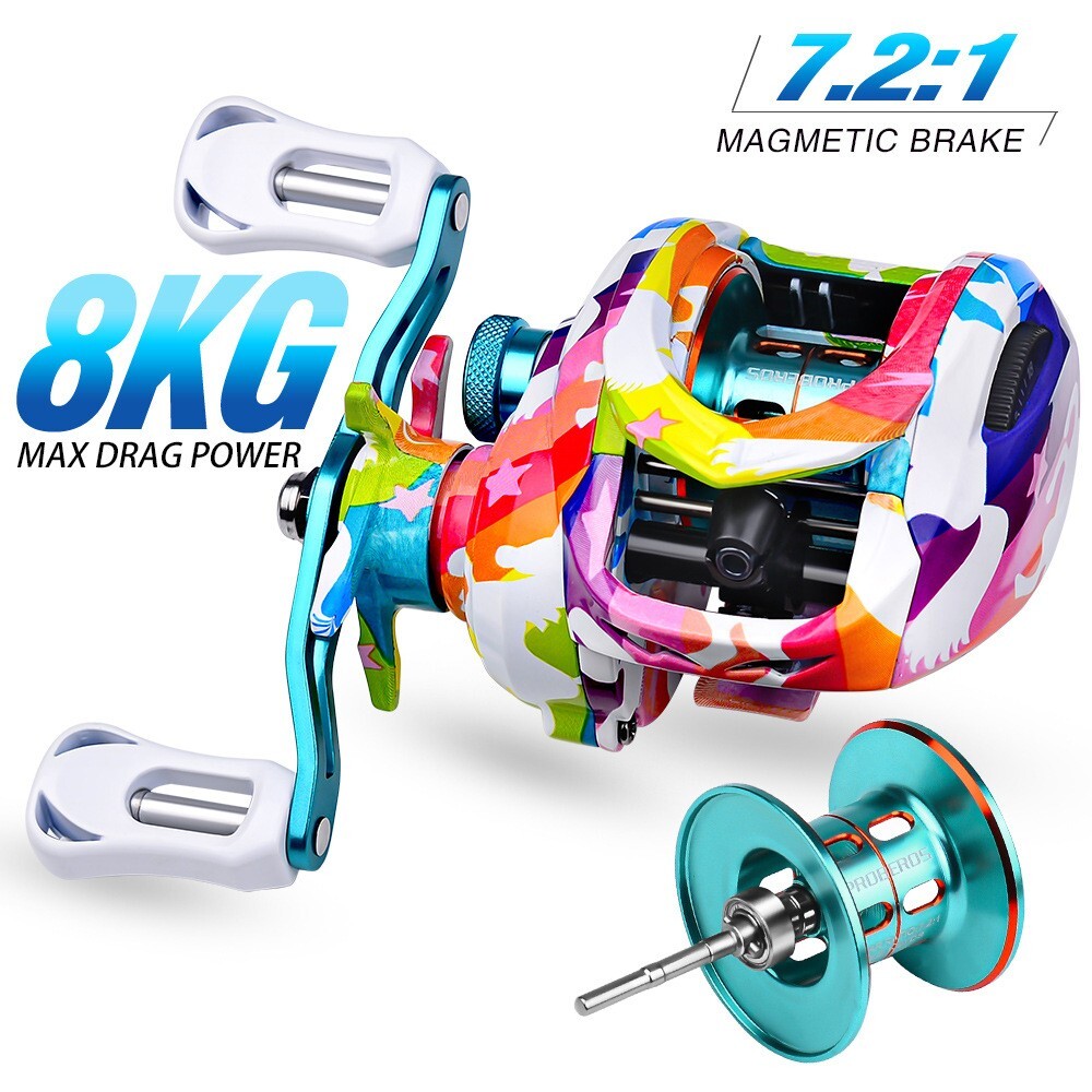 Fishing Reel 7.2:1 Gear Ratio Metal Colorful Wheel Magnetic Brake System 8KG p2