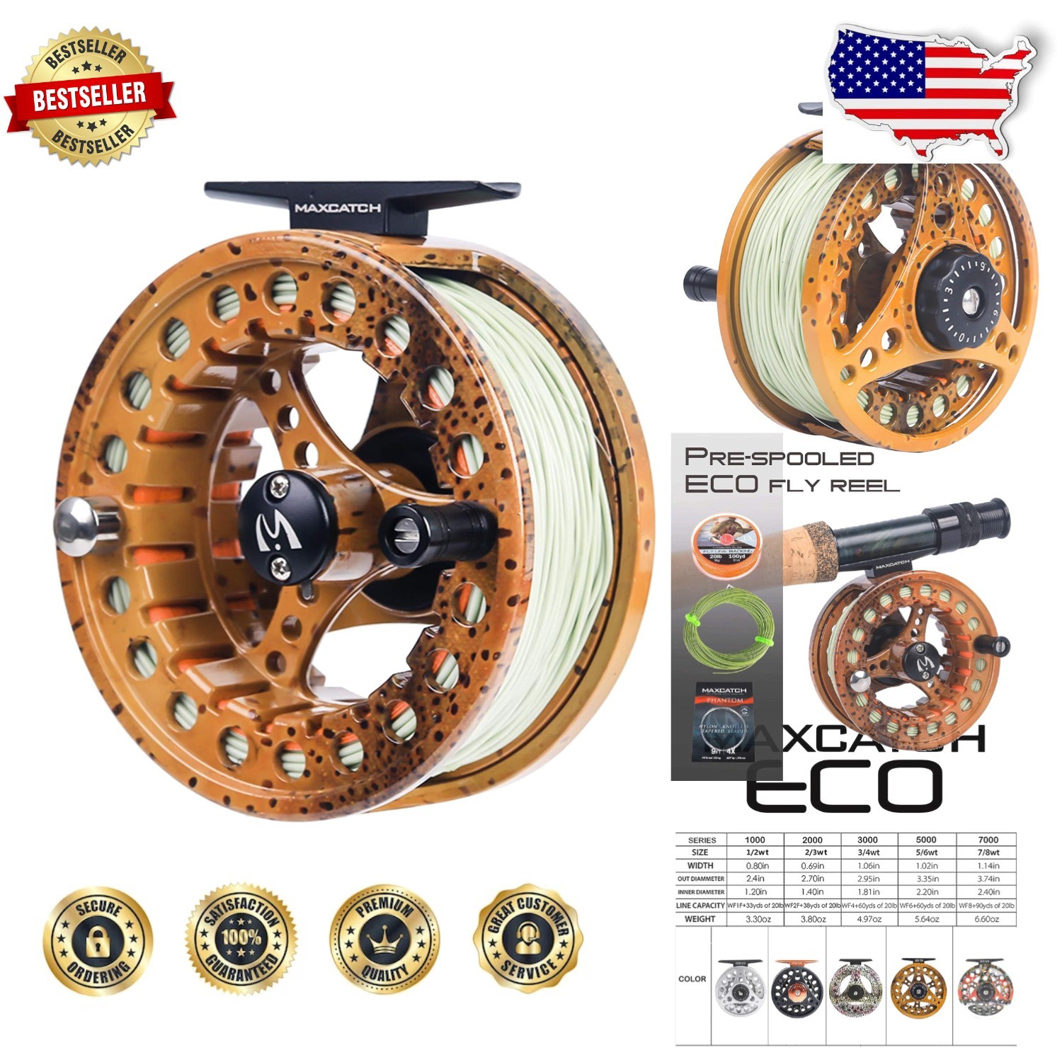 Fly Fishing Reel 5/6wt – Large Arbor, Teflon Disc Drag, Pre-Loaded Line