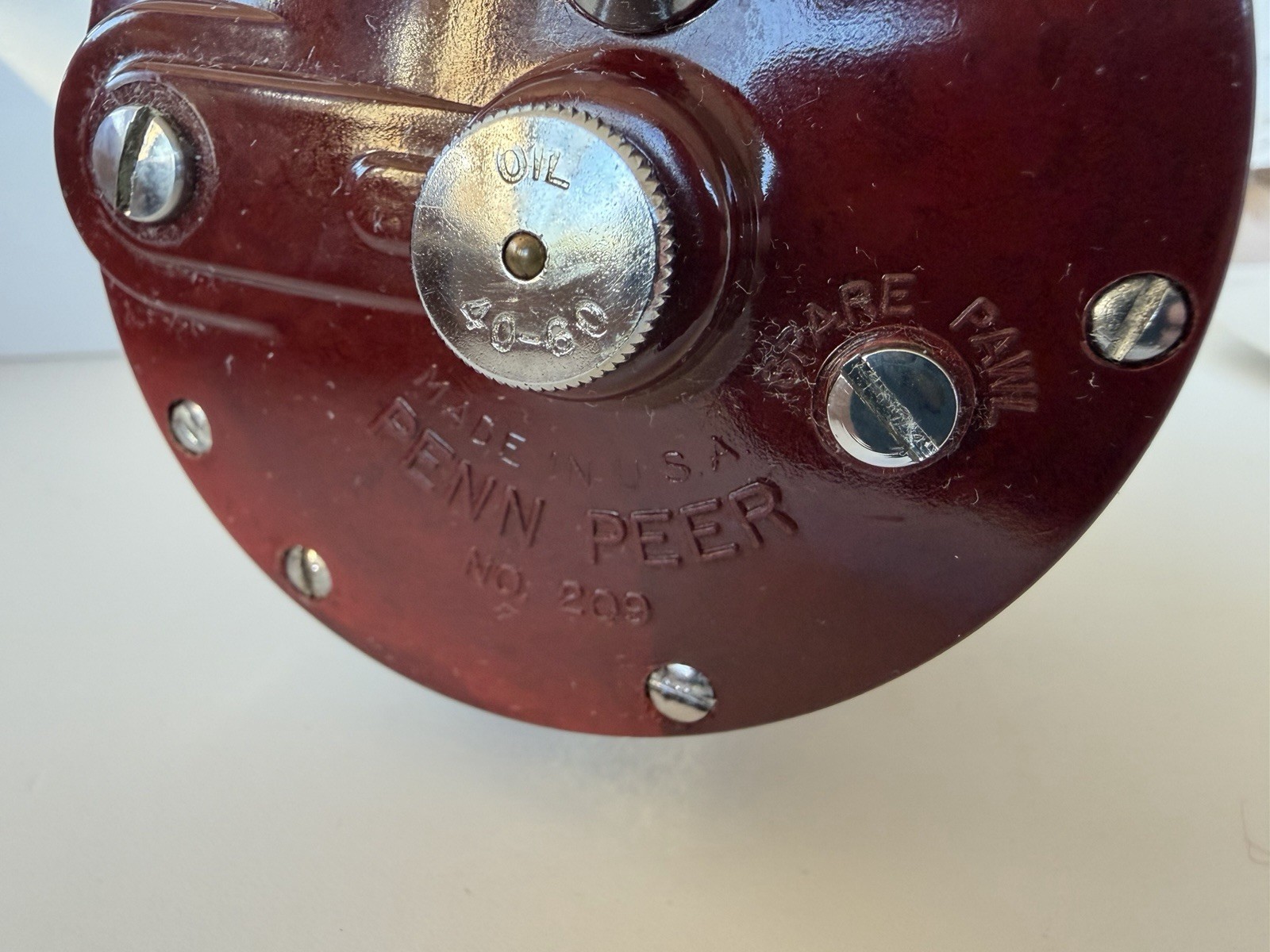 Penn Peer No. 209 Level Wind Reel Burgundy Near Mint w/ Manual USA