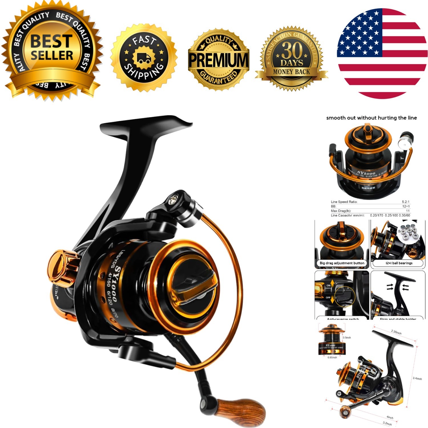 Lightweight 12 +1 BB Fishing Reel with Ergonomic Grip for Comfort and Precision
