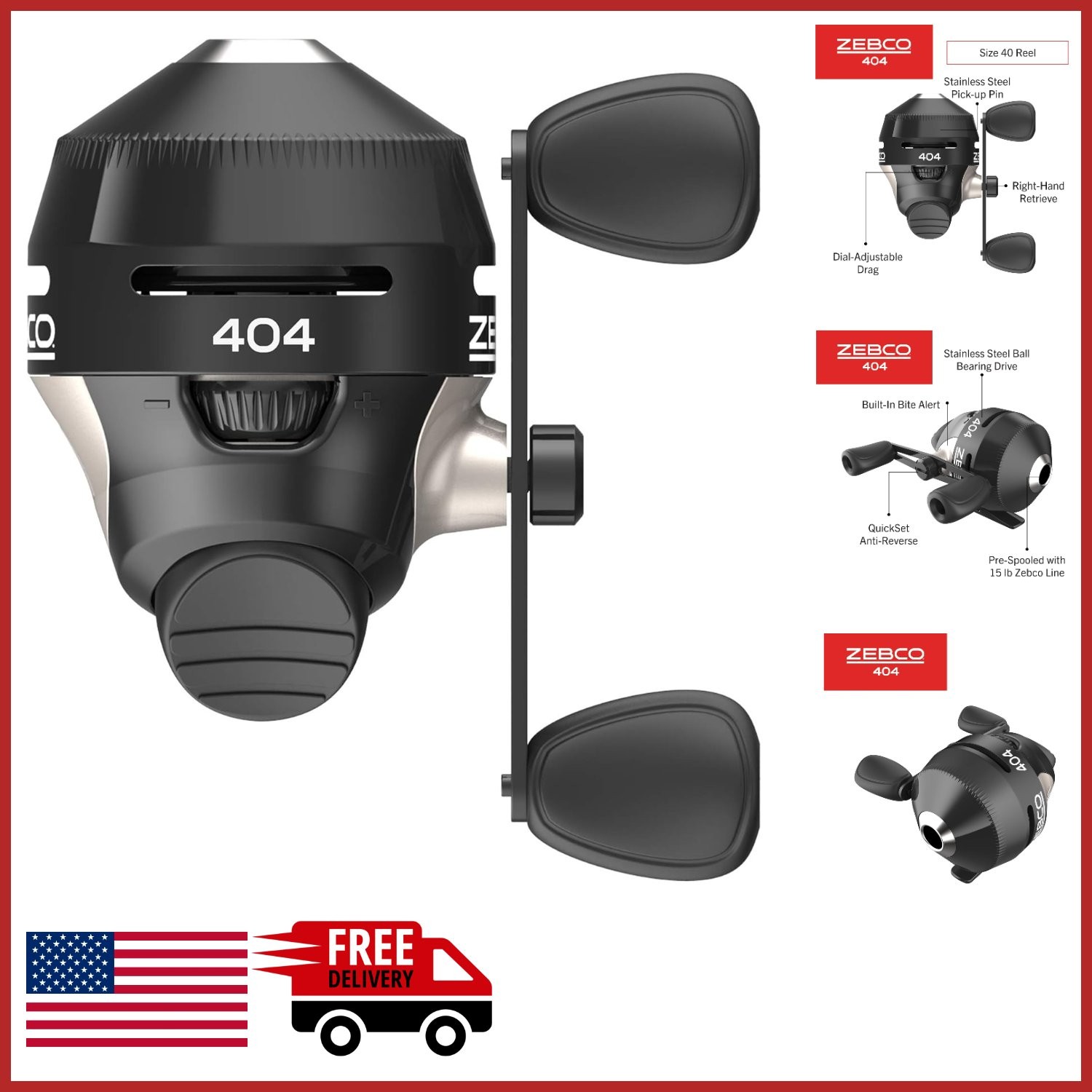 Heavy-Duty Spincast Fishing Reel with Smooth Retrieve and Anti-Reverse Feature