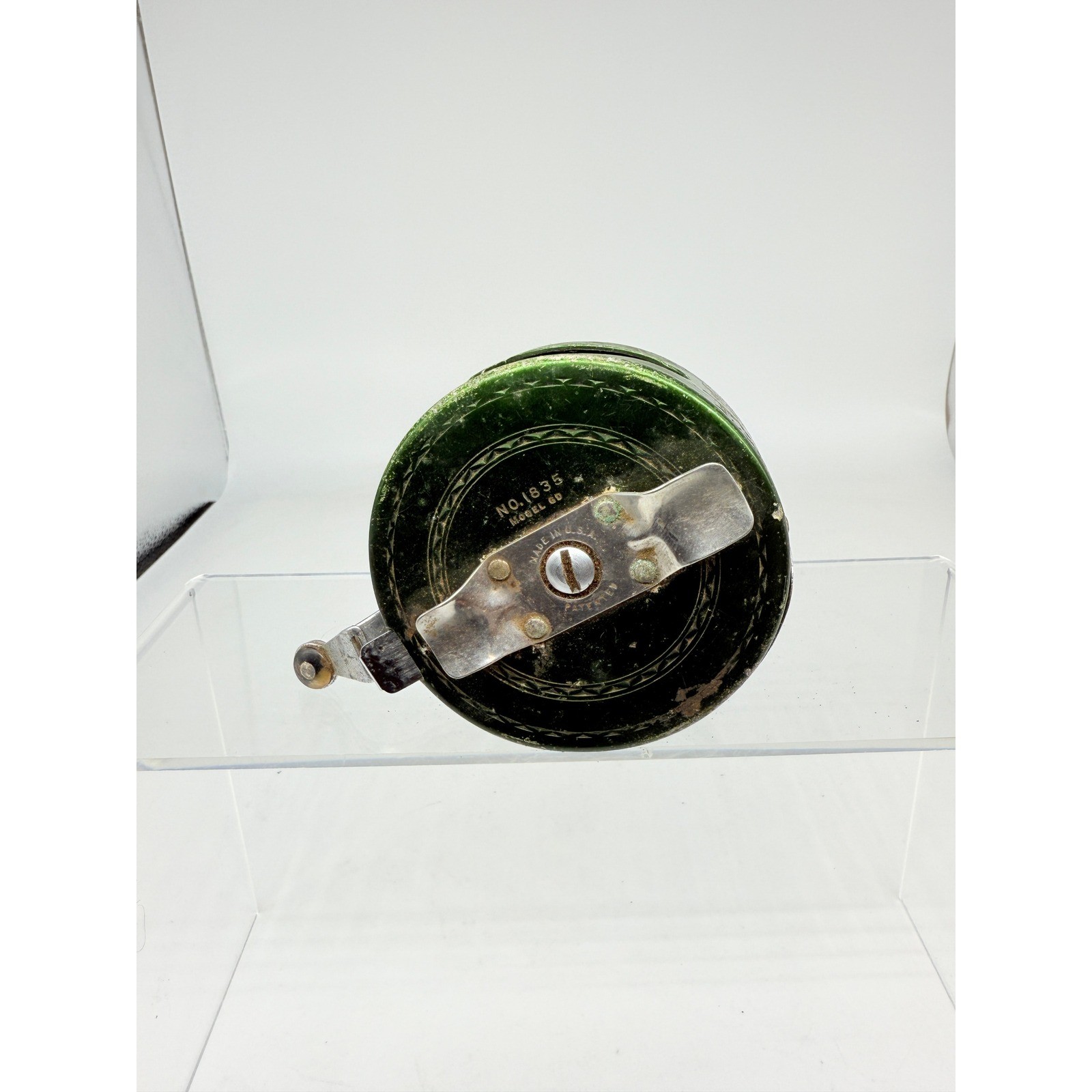 Vtg Shakespeare Silent Tru-Art #1835 GD Green Automatic Fly Fishing Reel USA