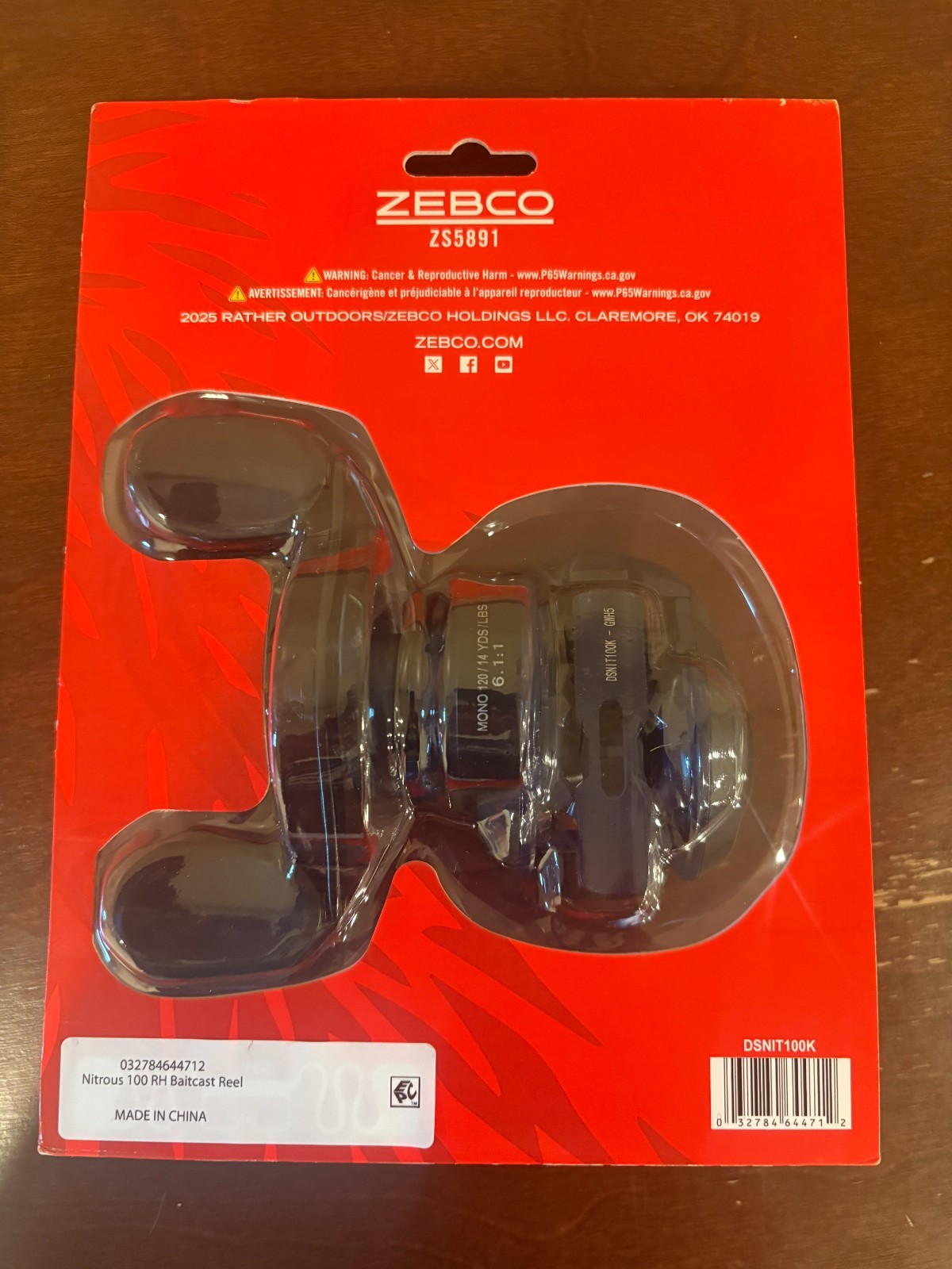 Zebco Nitrous 100 RH Baitcast Fishing Reel 6.1:1 3+1 Bearings Blue Black NEW