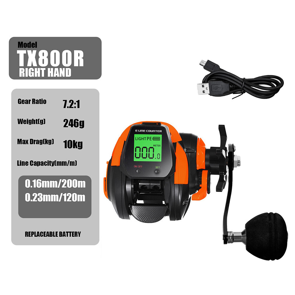 Baitcasting Fishing Reel 7+1BB 7.2:1 High Speed Baitcastingl USB Rechargeable