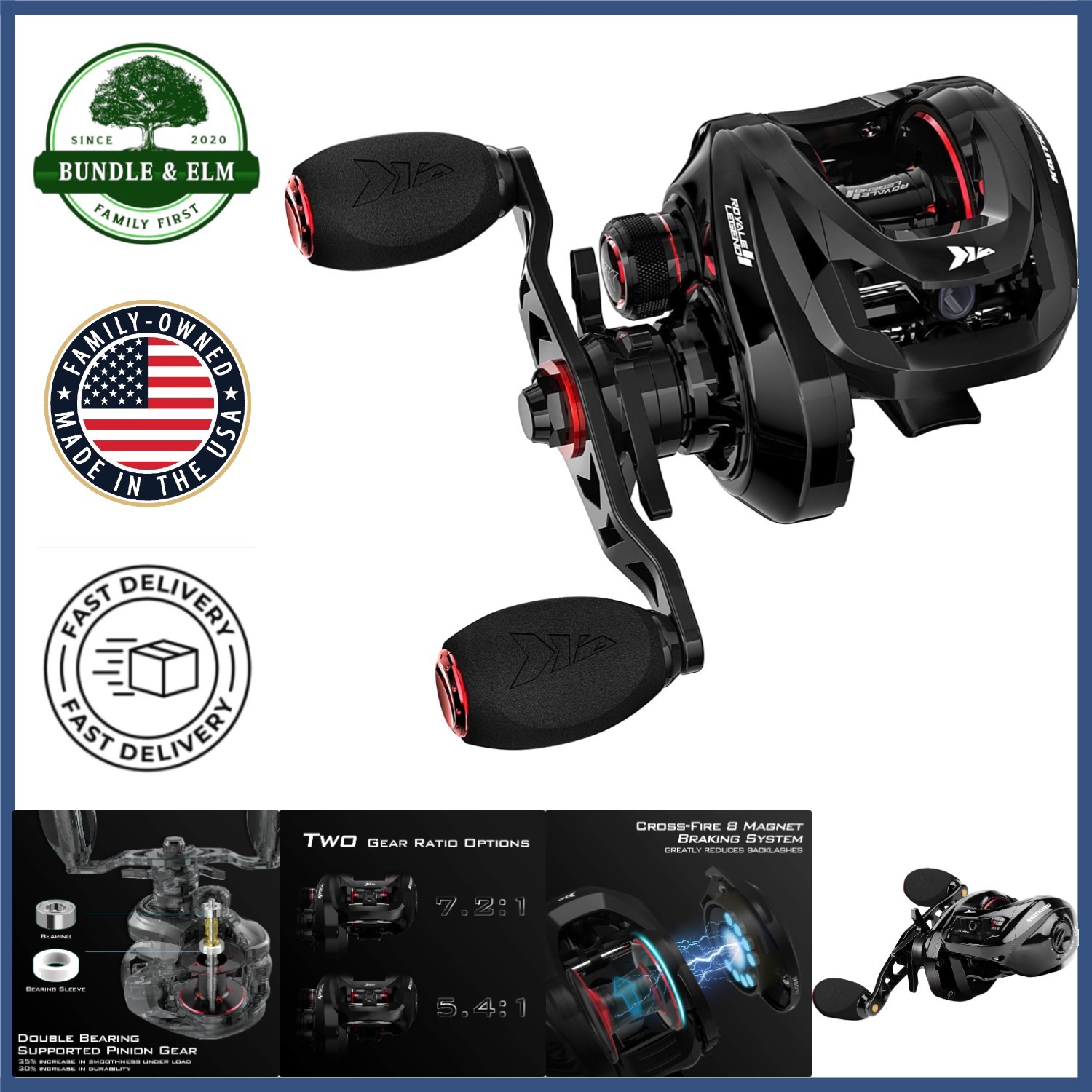 Robust Baitcasting Reel with Aluminum and Graphite Construction for Anglers