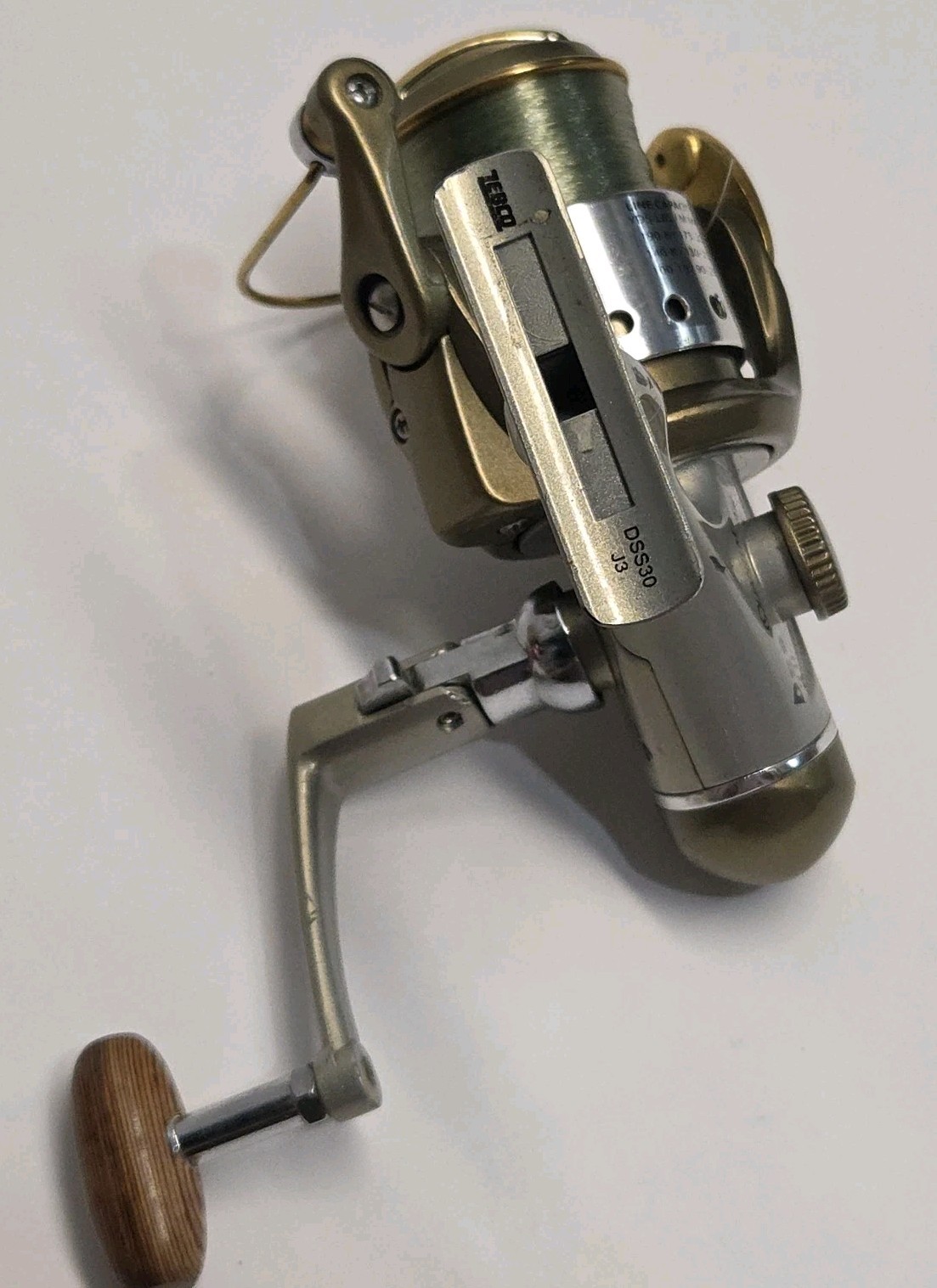 QUANTUM BILL DANCE SPINNING REEL DSS30 5 Bearing Fold Handle Wood Knob Zebco 3K