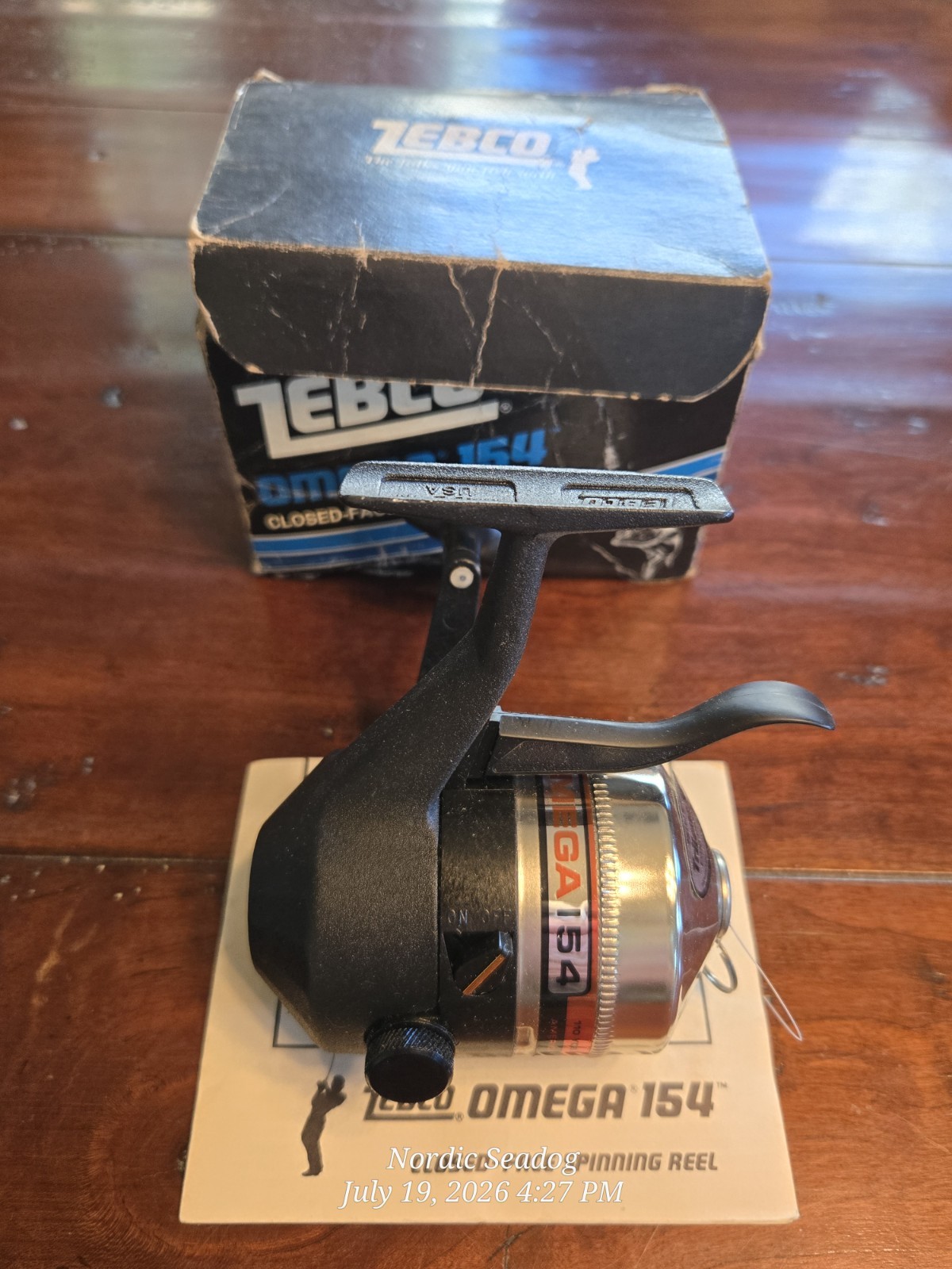 Vintage ZEBCO OMEGA 154 in Box with Papers. Made In USA