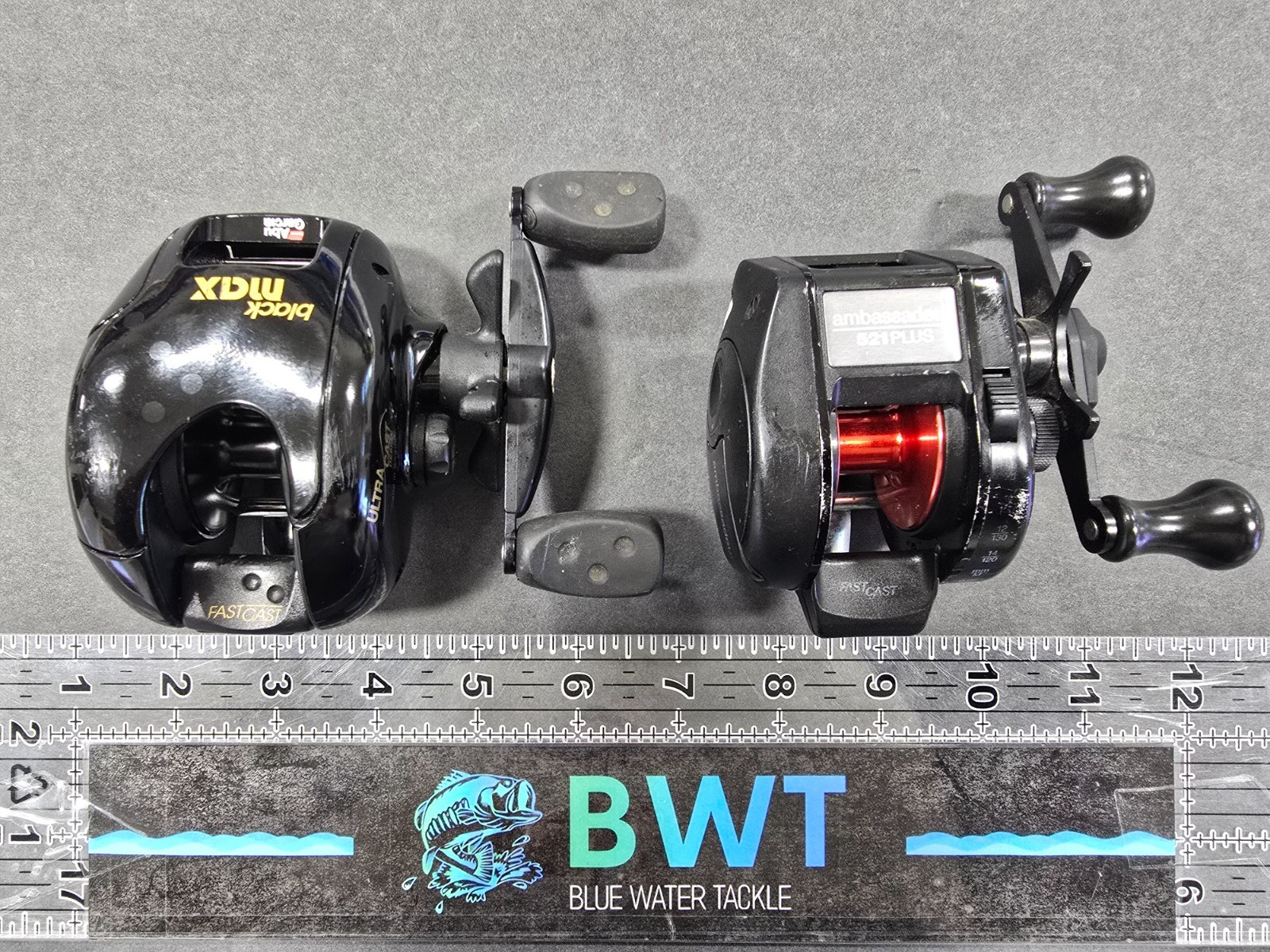 Lot of 2 Abu Garcia/Ambassadeur Baitcasting Reels: 521 Plus & Black Max