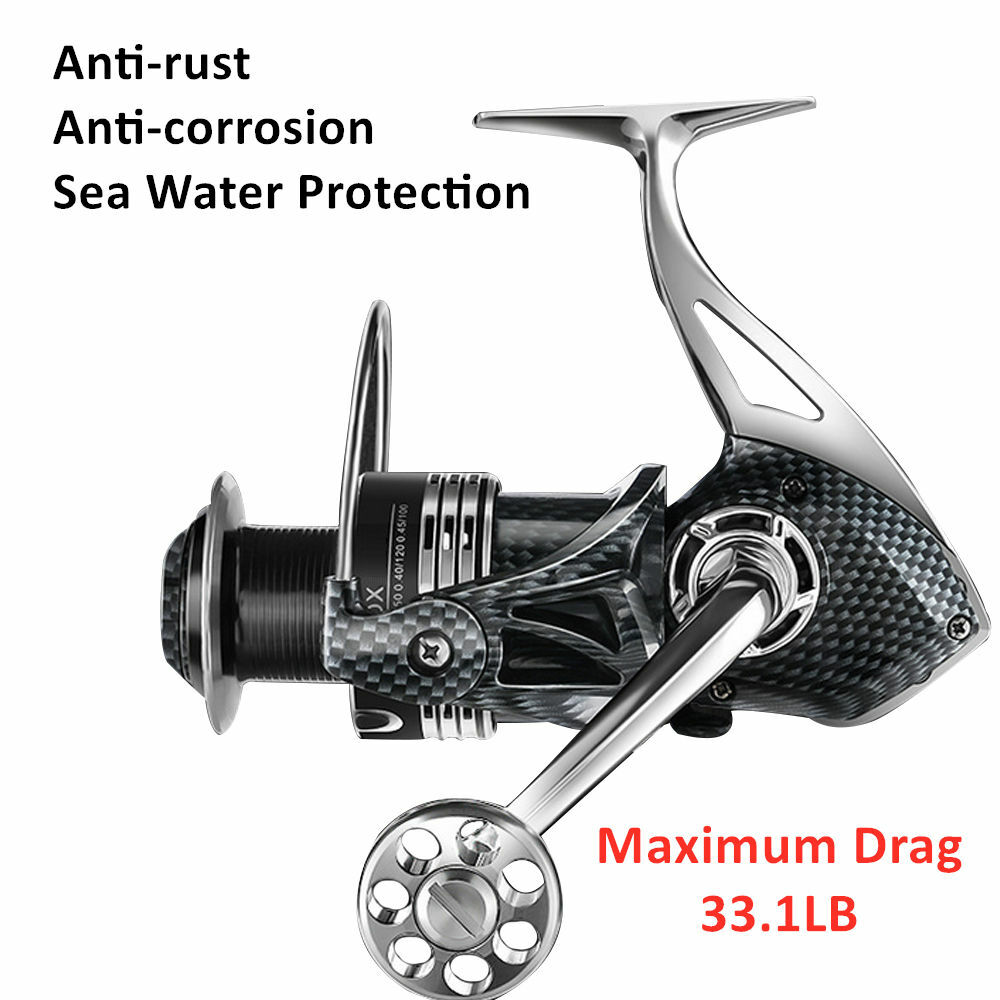 Zide Spinning Fishing Reel Saltwater 5.2/4.7:1 14+1BB 33lb Drag Metal Reel 2000