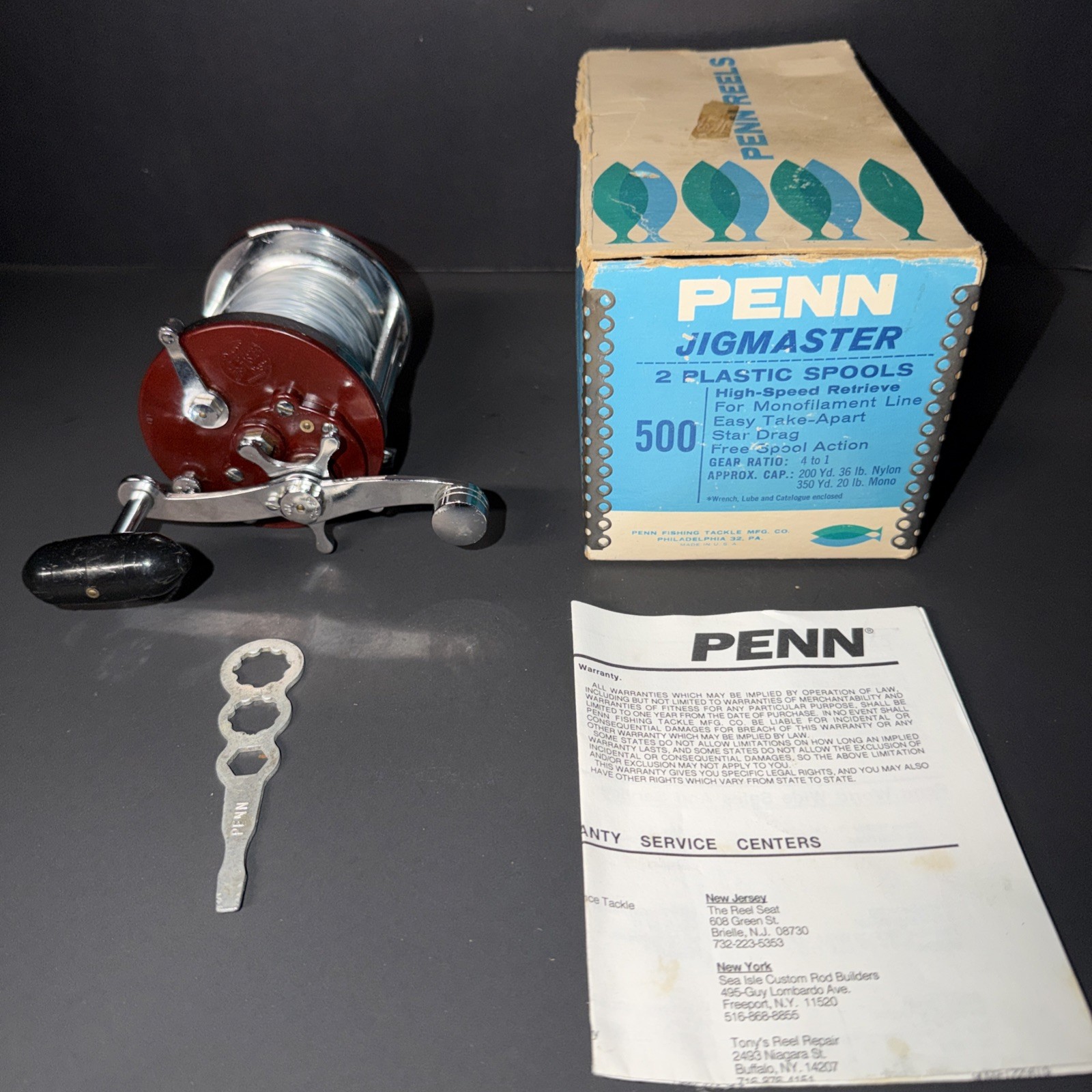 Vintage Penn Jigmaster No. 500M Fishing Reel w/ Original Box