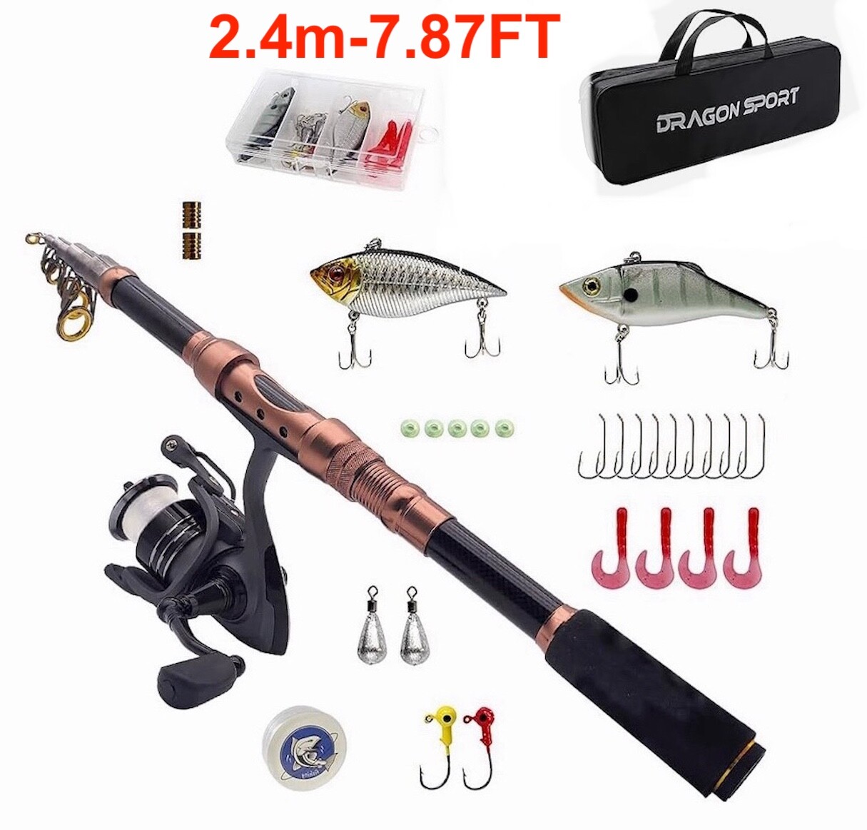 Fishing Rod Telescopic and Reel Combos 2.4m-7.87FT.