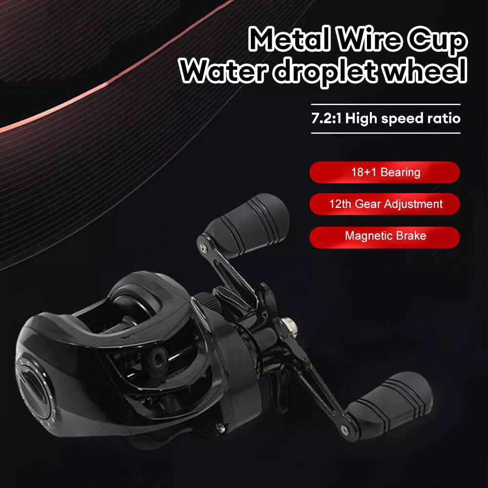 Fishing Baitcasting Reel 18+1BB 7.2:1 Gear Ratio Salt/Freshwater Right Left Hand