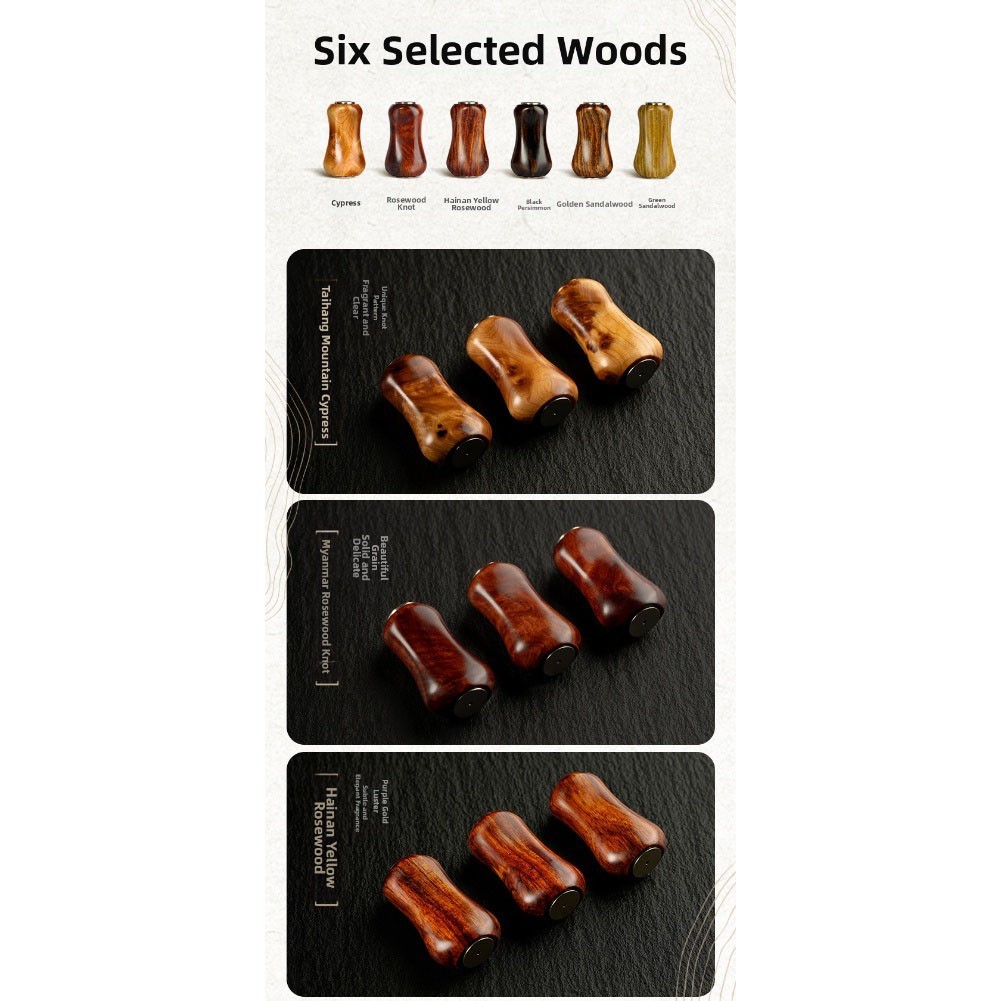 Wood Knobs for Fishing Reel with Metal Arm Handle Fits 4mm Shaft Diameter Reel