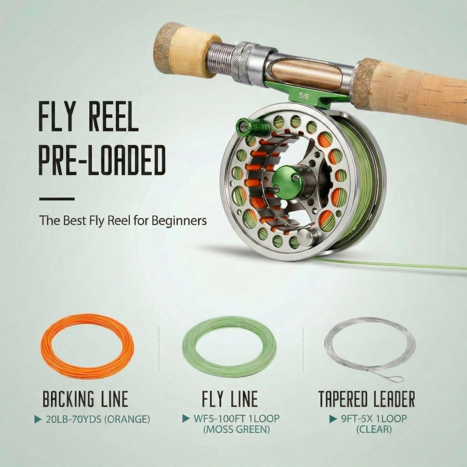 Fly Fishing Reel with Aluminum Alloy Body 5/6Wt Die Cast Pre-Loaded Fly Reel wit