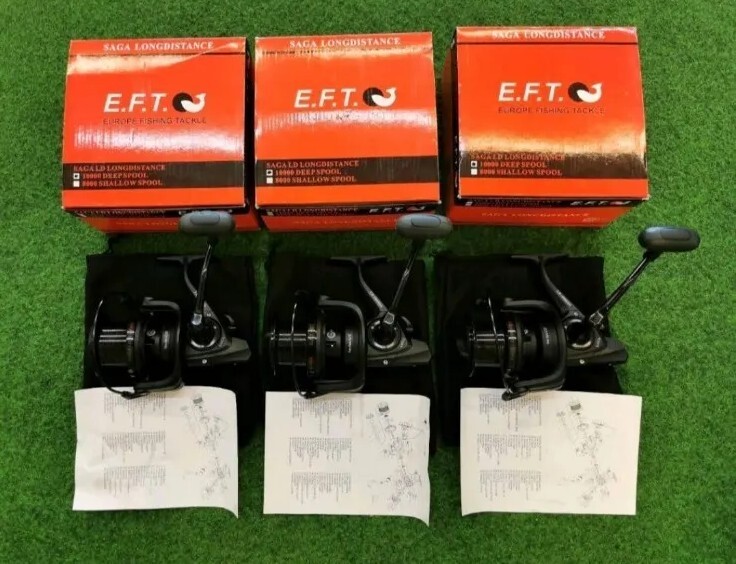 3× EFT Saga Long Distance 10000 Deep Spool BRAND NEW inc Original Box Carp Fishing