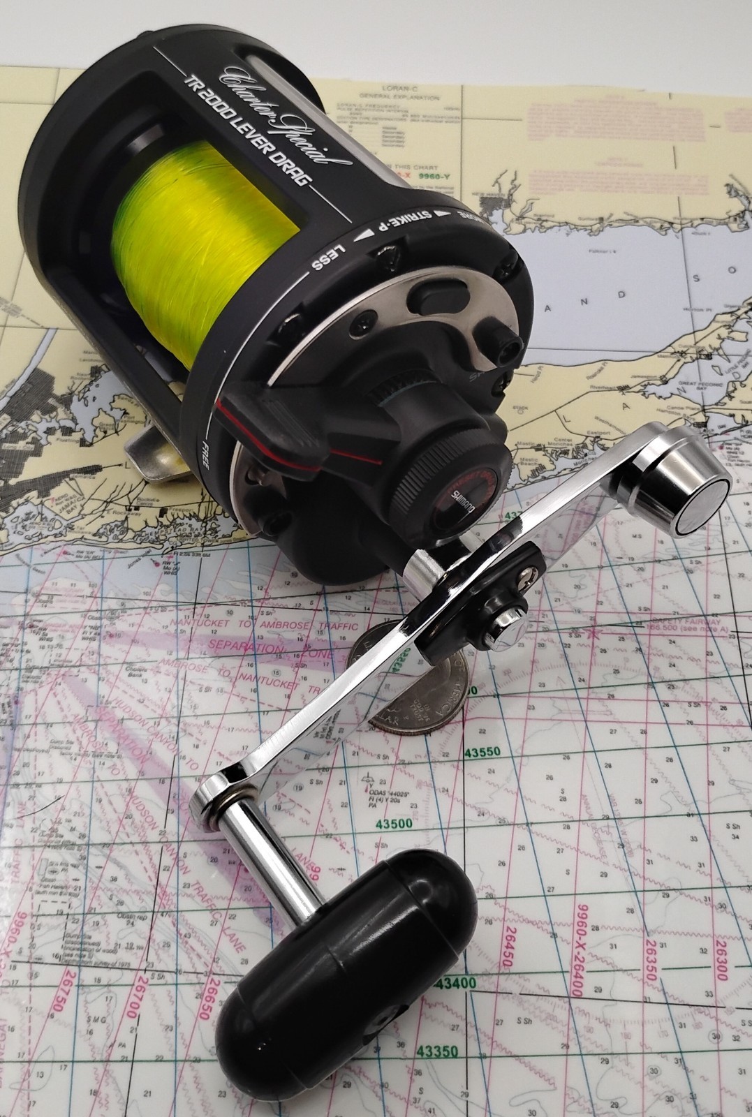 SHIMANO TRITON CHARTER SPECIAL TR 2000 LEVER-DRAG LEVEL-WIND FISHING REEL w/LINE
