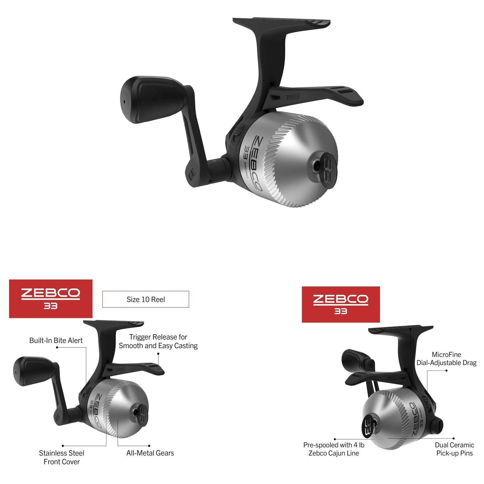 Spincast Reel Micro Trigger Pre-spooled 4lb Cajun Line for Panfish Trout