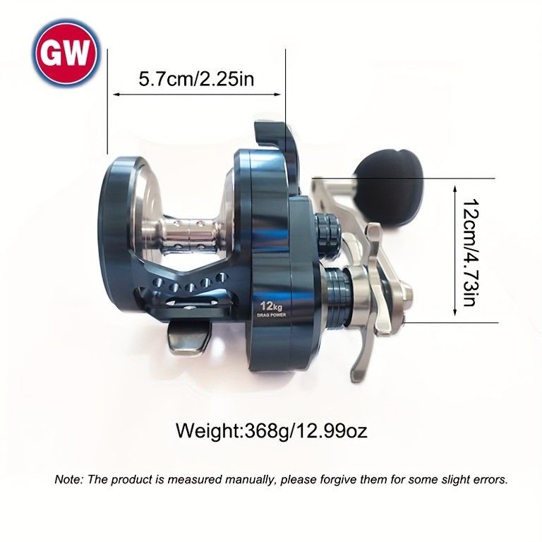 GWSJ1500 Baitcasting Reel 6+1BB Max 12kg Drag for Salt Water and Freshwater