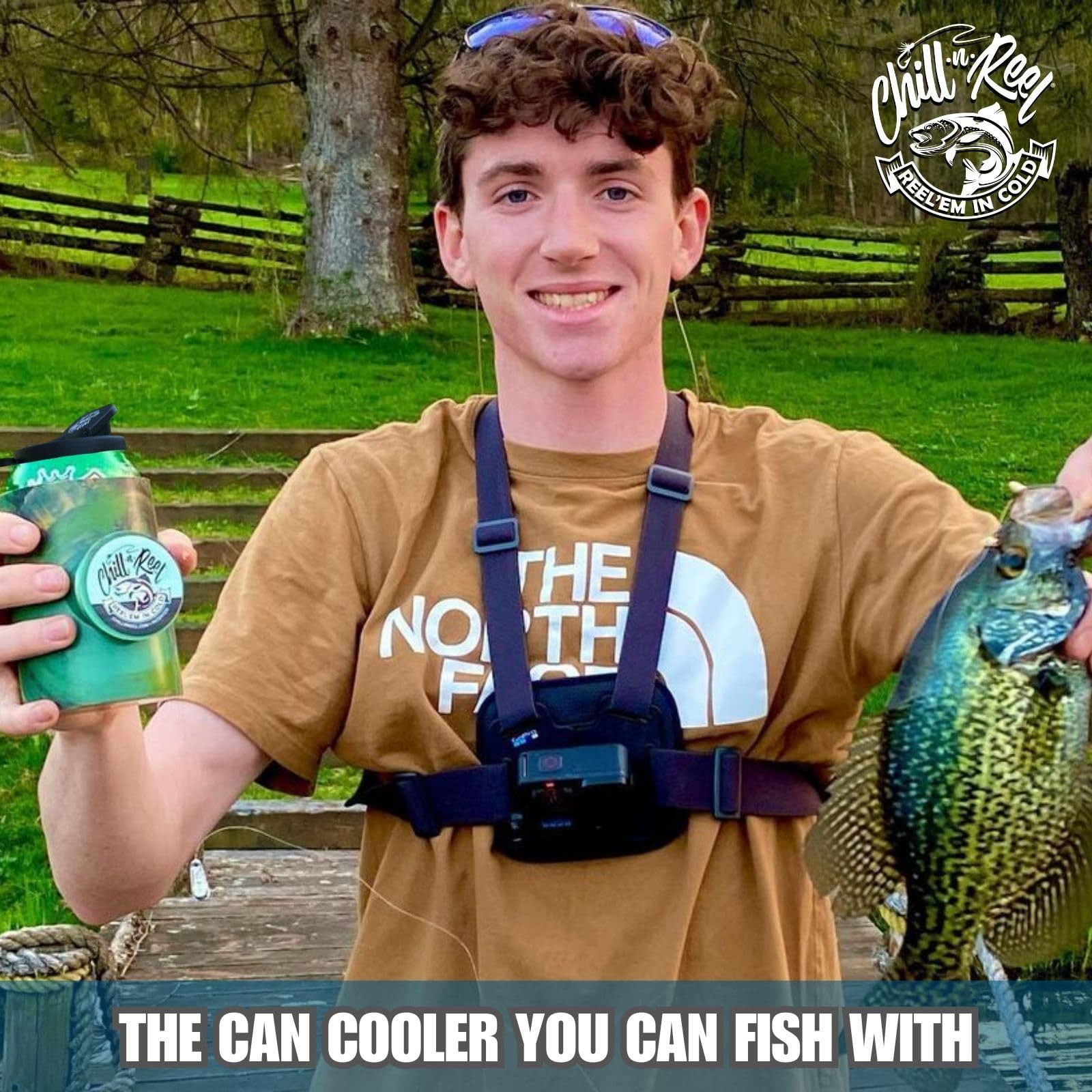 Fishing Can Cooler – Hard Shell Drink Holder with Hand Line Reel | Unique Gift f