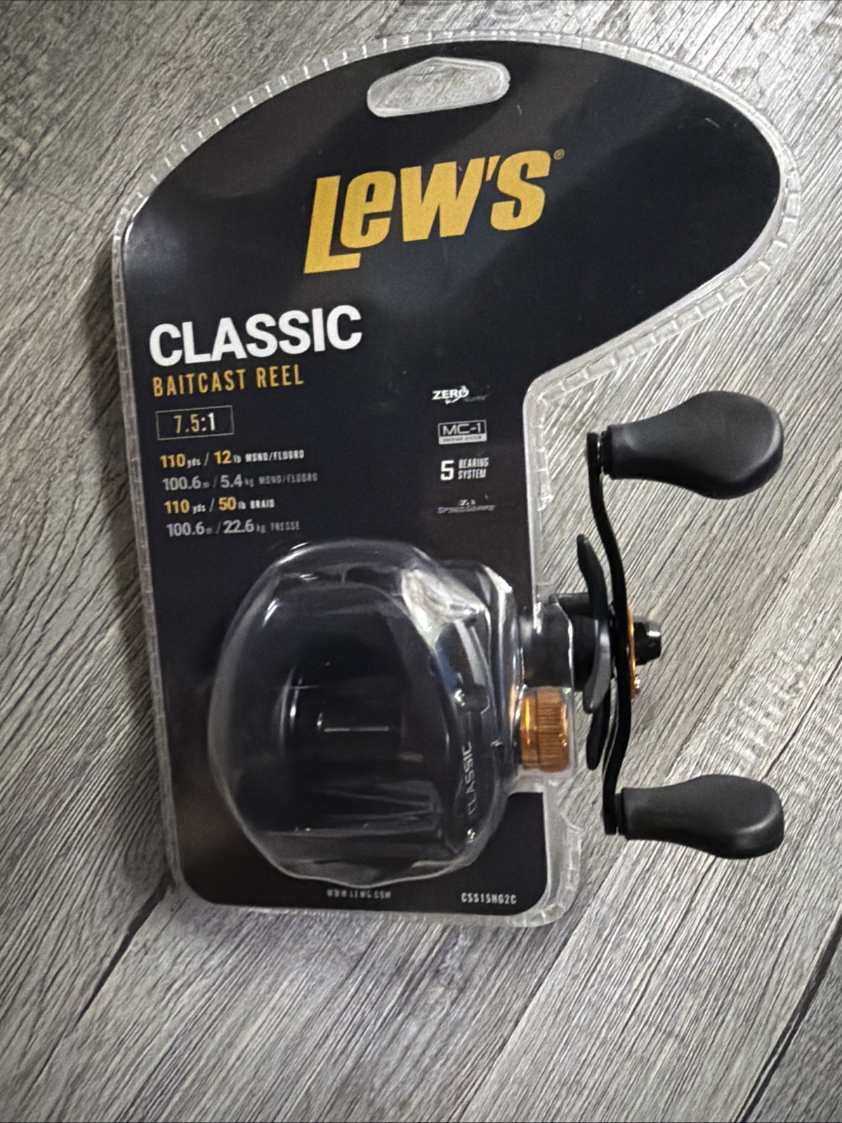 Lews Classic CSS1SHG2C Baitcast Reel 7.5:1