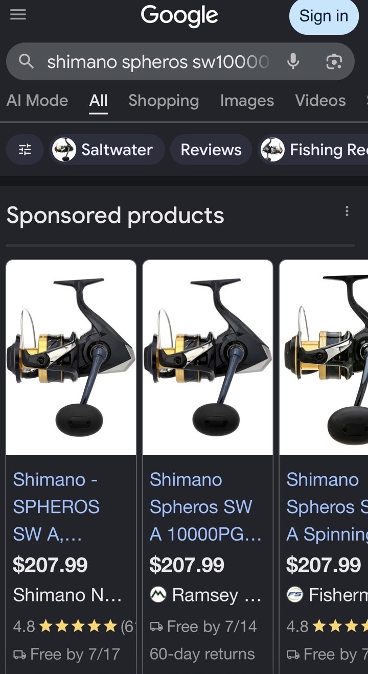 Shimano Spheros SW 10000 PG Saltwater Spinning Reel