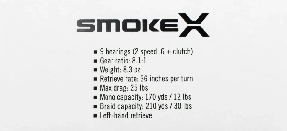 New QUANTUM SMOKE X SMX101XPT 8.1:1 GEAR RATIO LEFT HAND BAITCAST REEL NEW