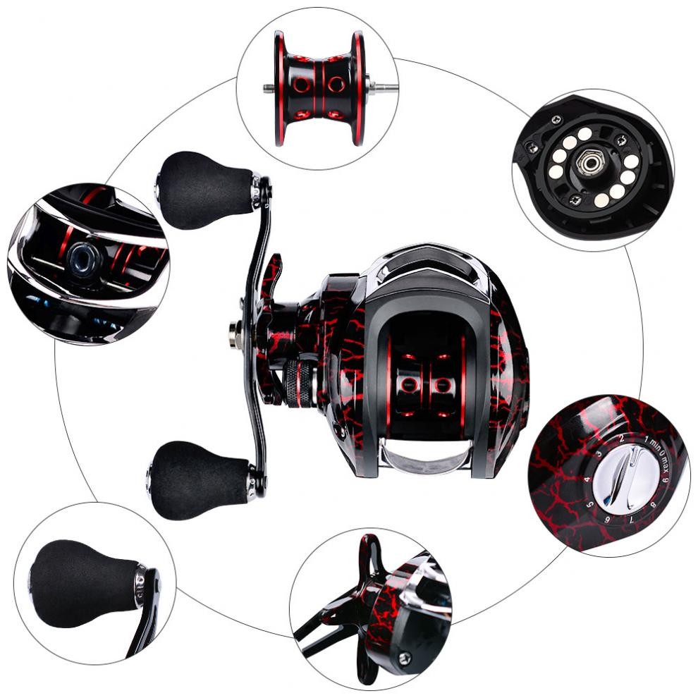 Red Baitcasting Fishing Reel 7.2:1 Gear Ratio 18+1BB 10kg/22LB Max Drag Force