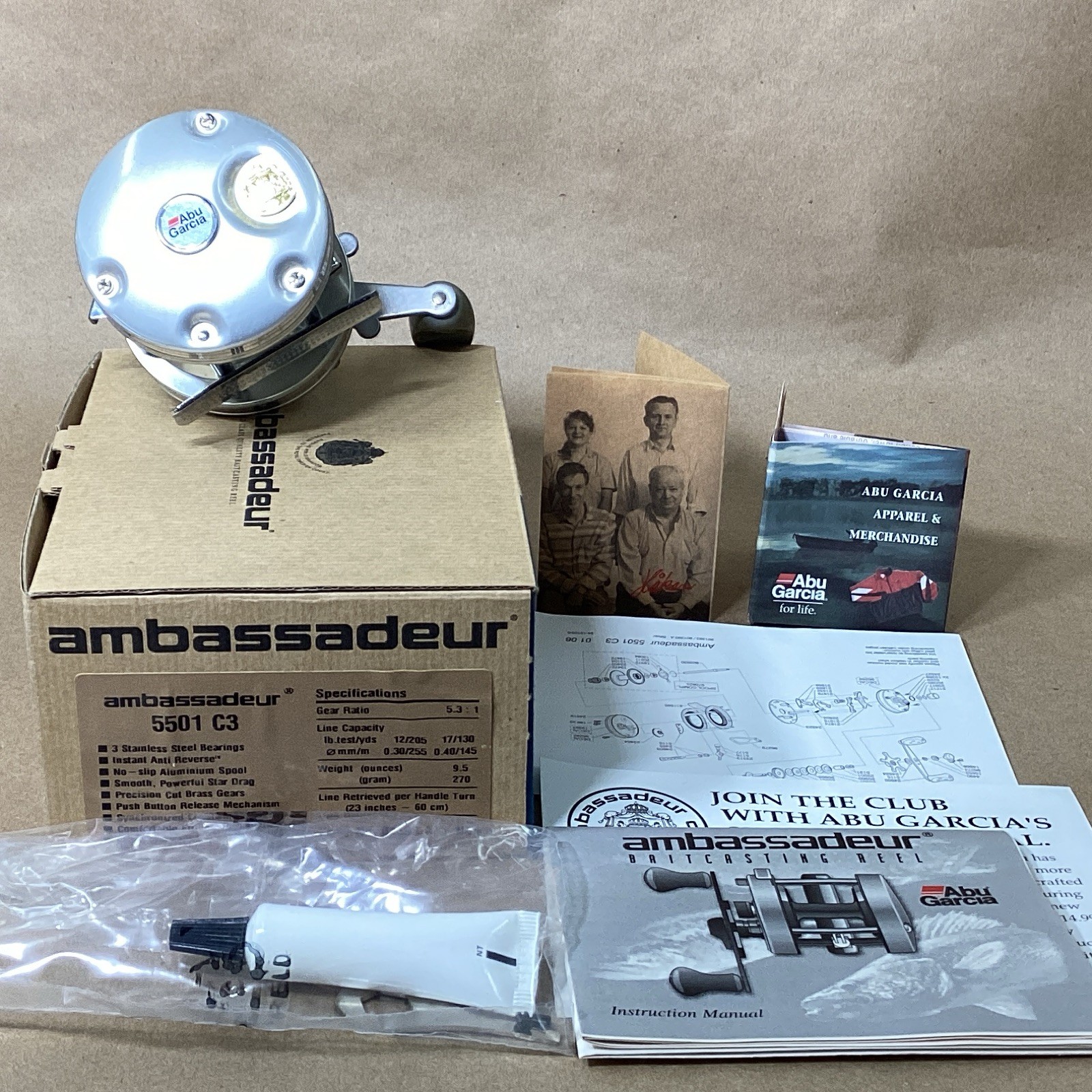Abu Garcia Ambassadeur 5501 C3 Baitcast Reel 5.3:1 3BB 15lb Silver Box