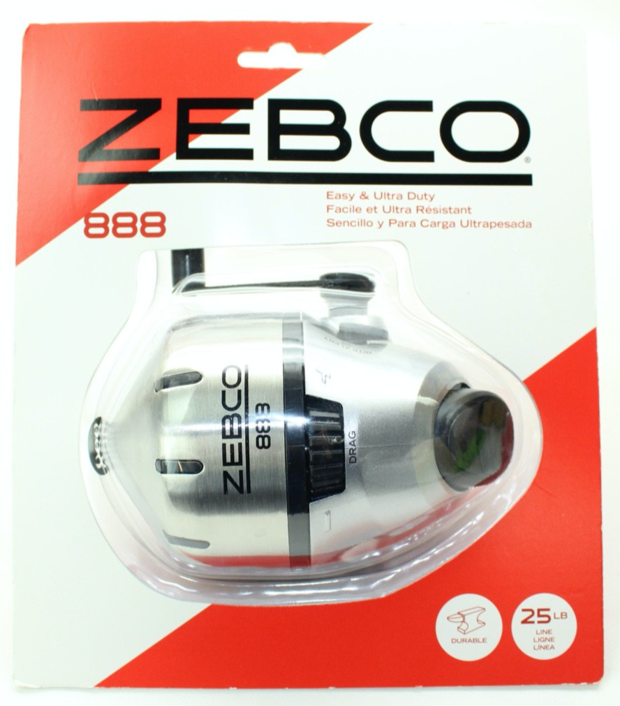 Zebco 888 Spincast Fishing Reel, 3 Bearings, Instant Anti-Reverse Clutch New!