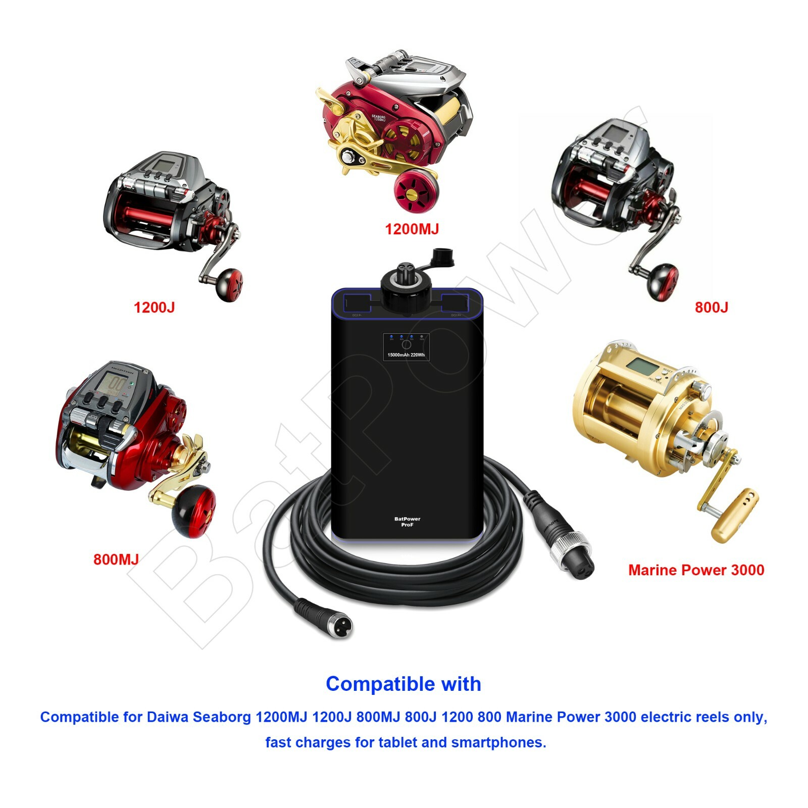 Daiwa Seaborg 1200MJ 1200J 800MJ 800J 1200 800 Electric Fishing Reel Battery