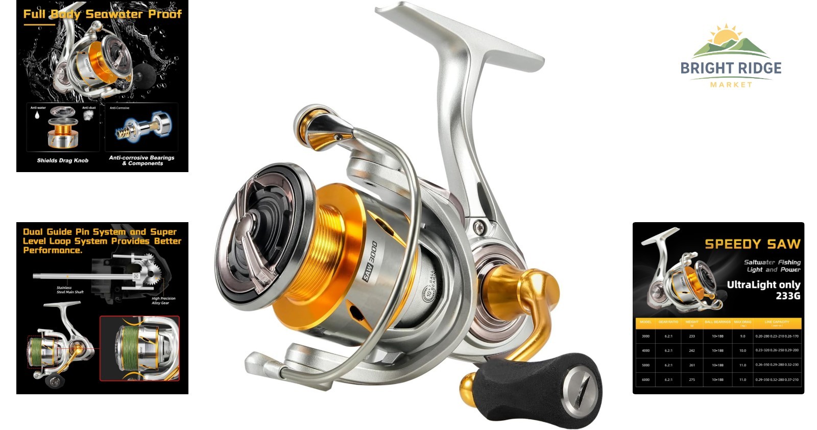 Corrosion-Resistant Fishing Reel 6.2:1 Gear Ratio for Freshwater and Saltwater