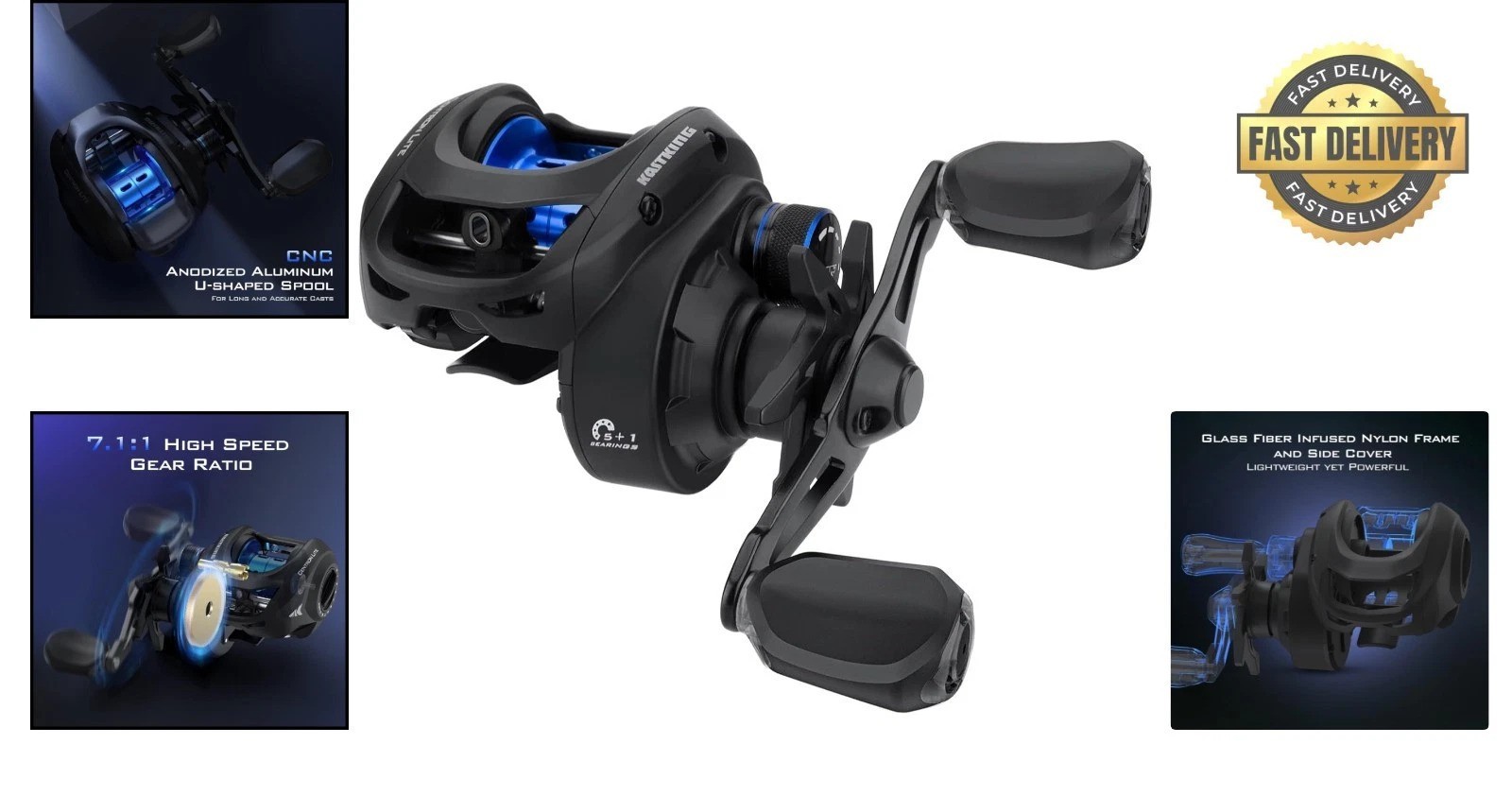 7.6 oz Centron Lite Baitcasting Reel – Glass Fiber Frame, Anti-Reverse System