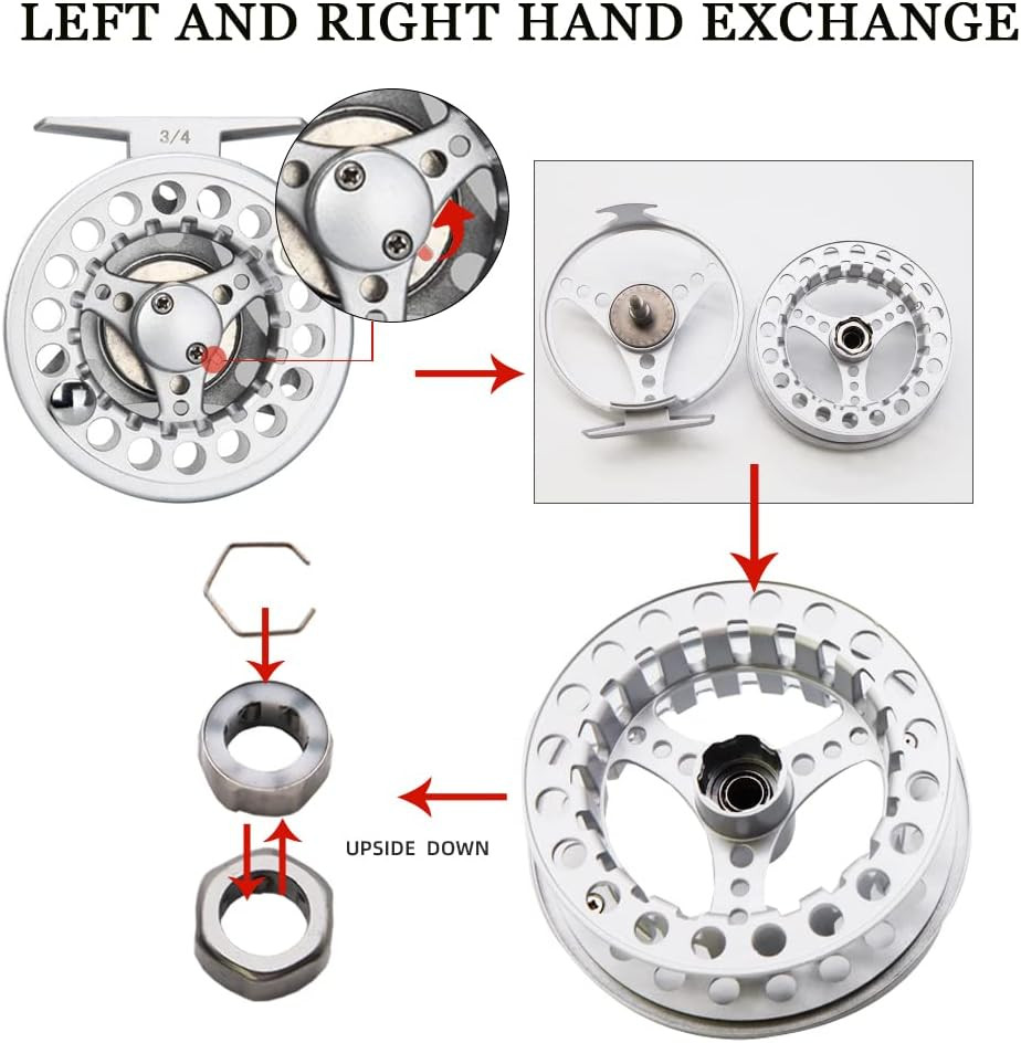 (1/2WT 3/4WT 5/6WT 7/8WT) Fly Reel with Line Combo Aluminum Alloy Large Arbor Fl