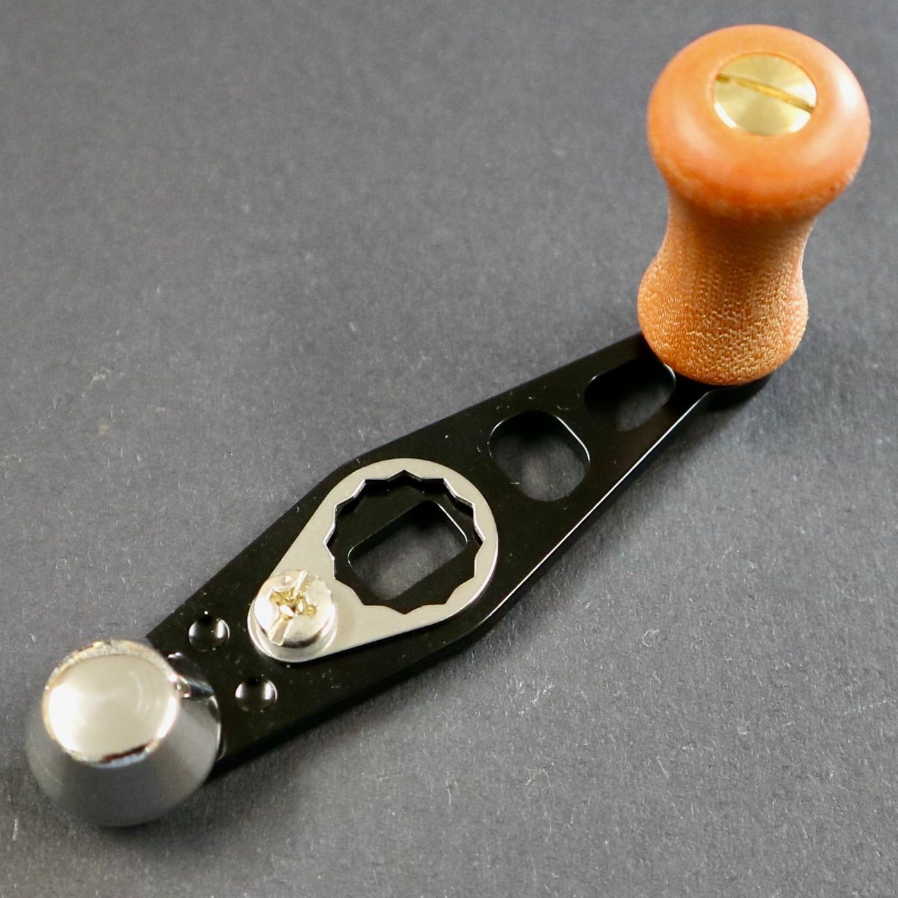NS Craft Reel Handle for Abu Garcia BC420 BC421 M8x5 Black Brass Used