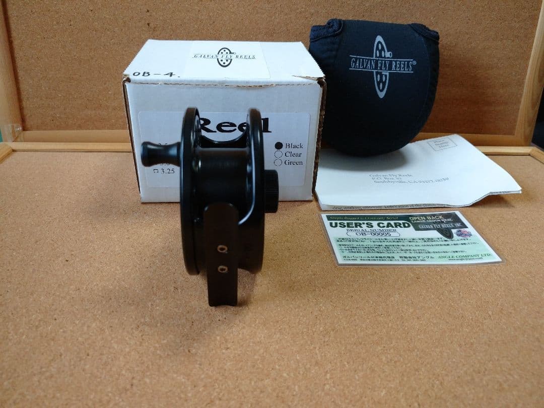 Galvan Open Back OB-4 Black Fly Fishing Reel Unused with Box Manual USA