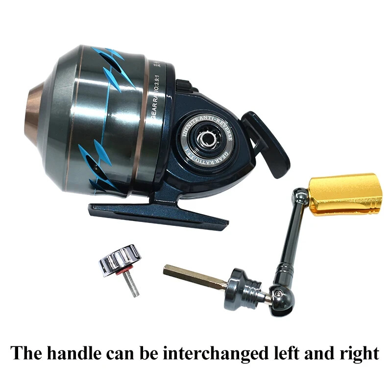 Fishing Reel Slingshot Shooting Fish Spinning Hand Wheel 6+1BB Metal Closed Line