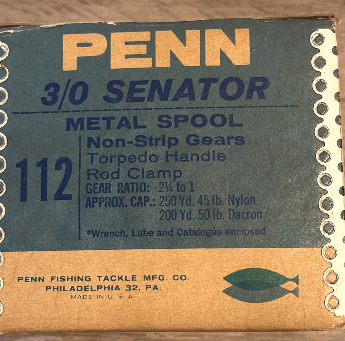 Penn Senator 112 3/0 Reel Original Box Invoice – 7/4/69 – Mike’s Tackle Store