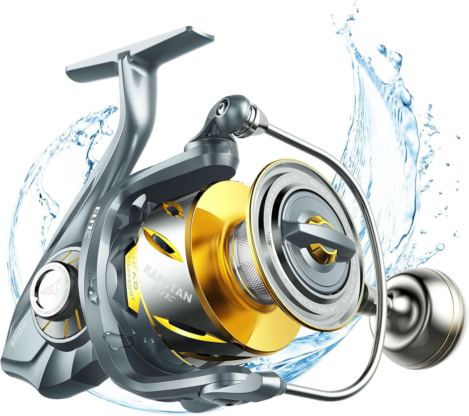 Kapstan Elite Saltwater Spinning Fishing Reel, up to 55Lbs Max Drag, IPX6 Waterp
