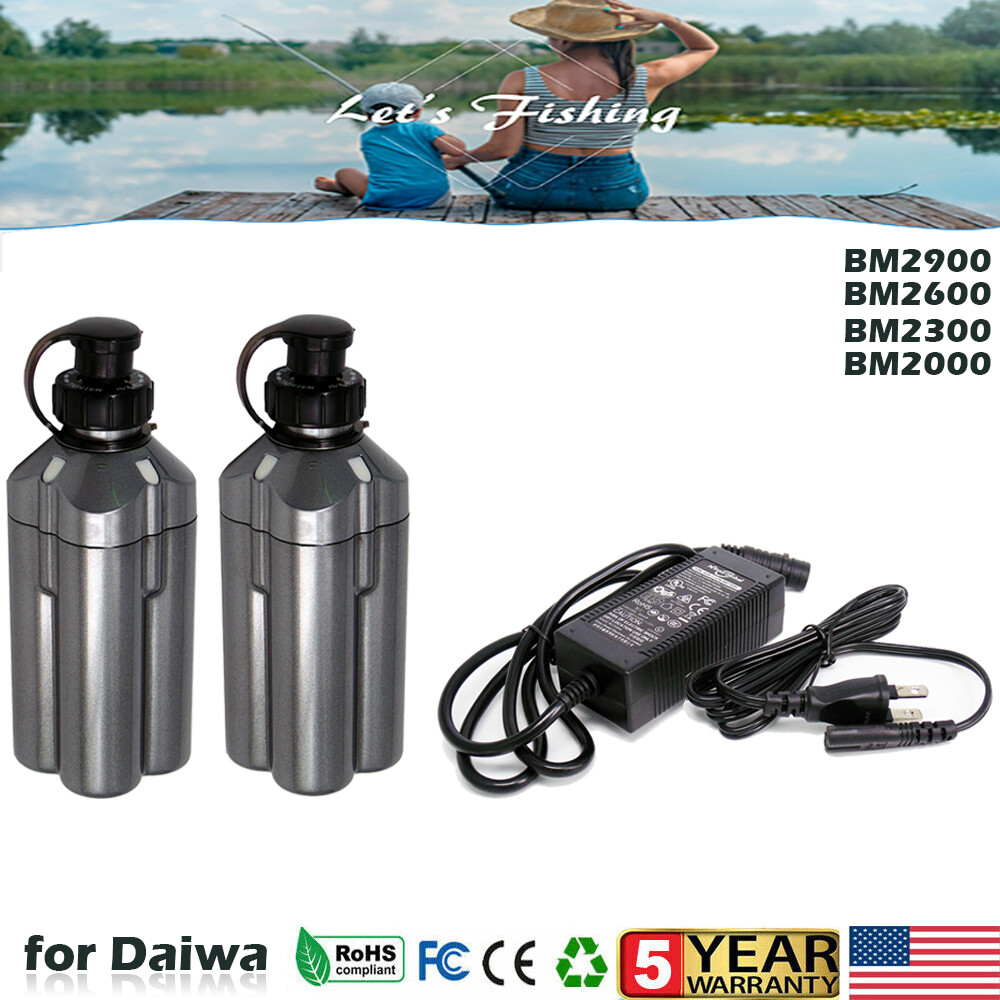 2PCS Daiwa Tanacom 750 500 Electric Reel Battery BM2900 BM2600 BM2300 & Charger