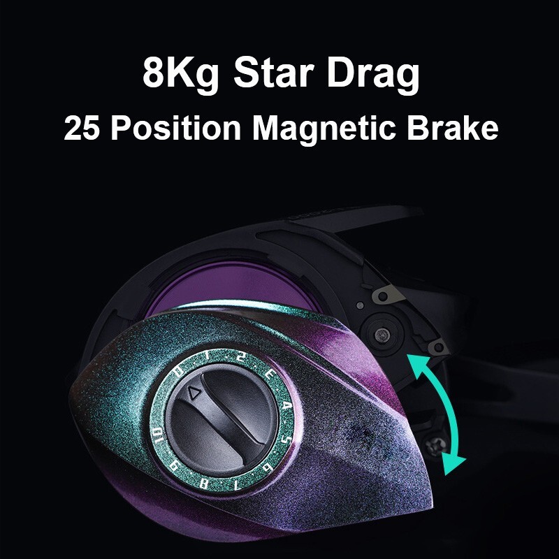 Amphitrite BJ Baitcasting Fishing Reel 7.2:1 Gear Ratio 4+1 BB Max Drag 8Kg