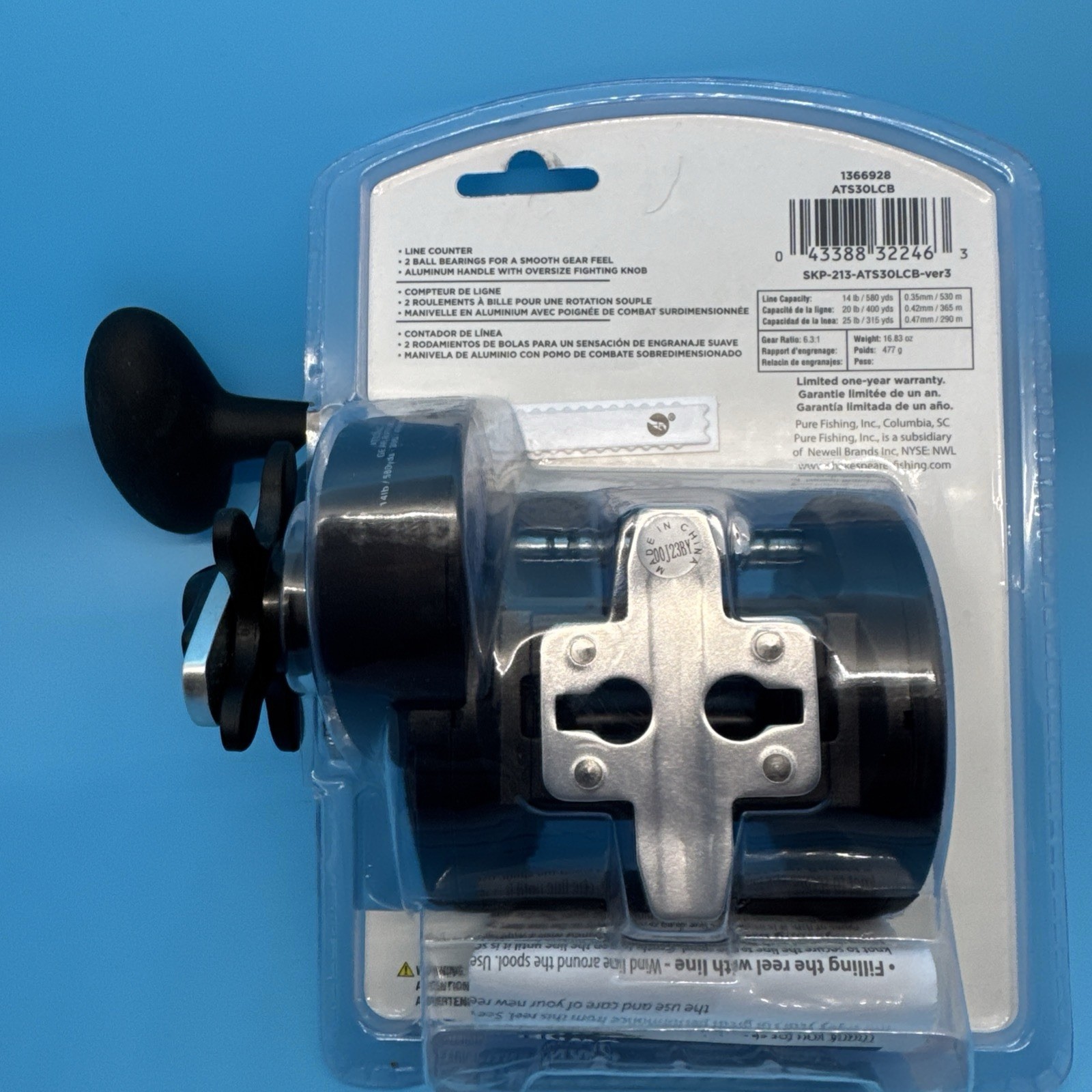 Shakespeare ATS30LC Fishing Trolling Reel with 2 Bearings Depth Counter ATS