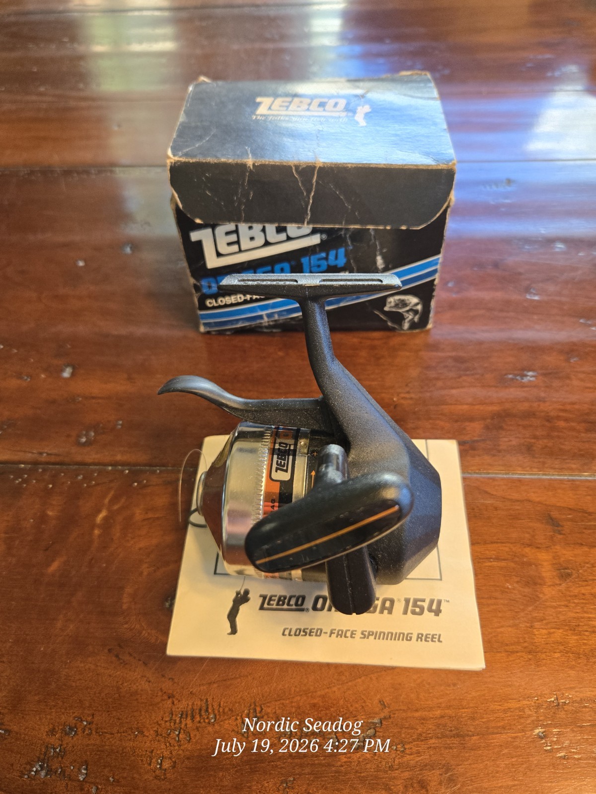 Vintage ZEBCO OMEGA 154 in Box with Papers. Made In USA