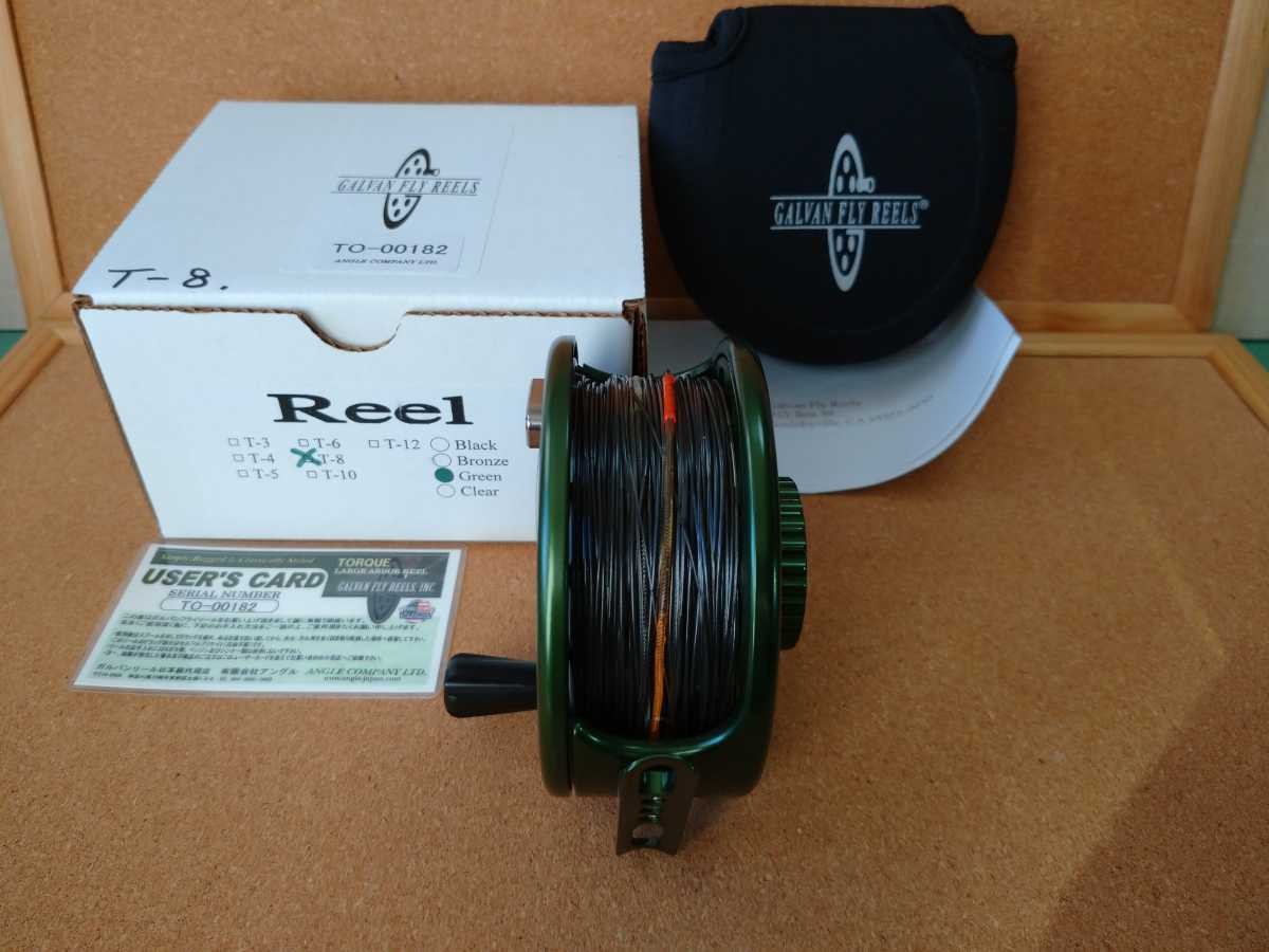 Unused GALVAN Torque Series Green T-8 Left-Handed Large Arbor Fly Reel Fishing