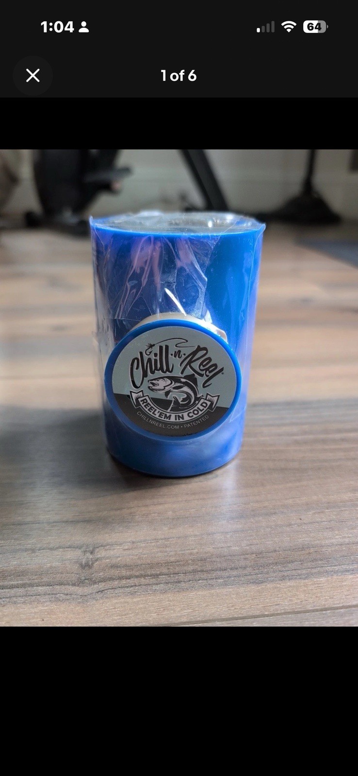 Chill-N-Reel Fishing Can Cooler Shark Tank Hard Shell Drink Holder Blue New