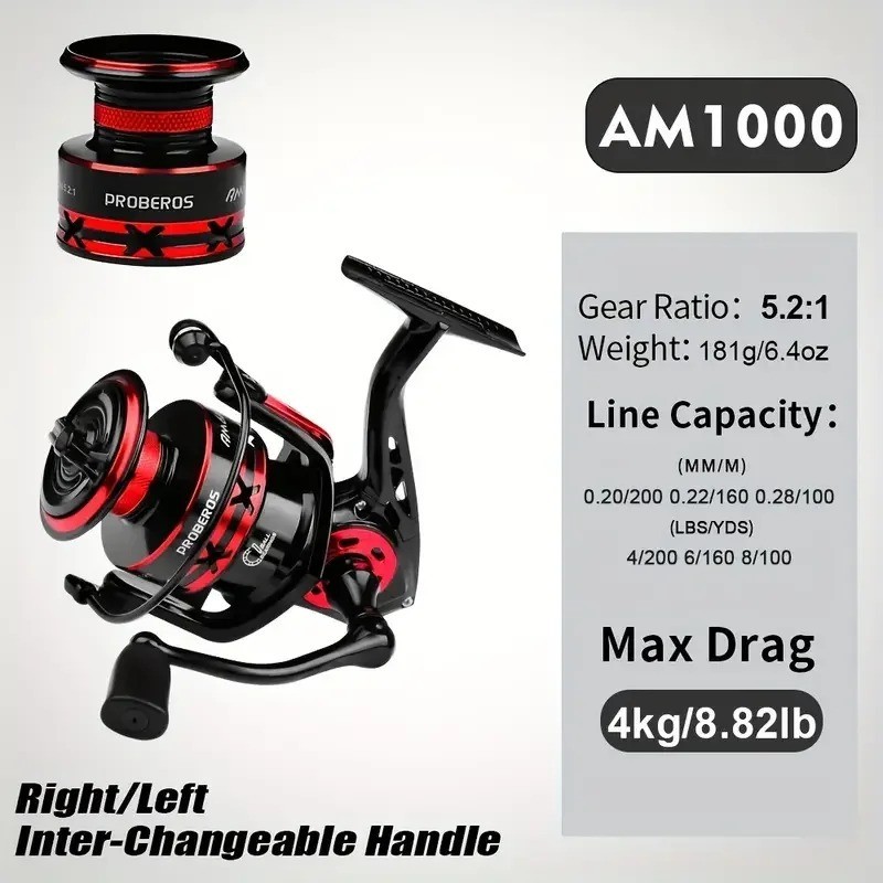 Metal Spinning Fishing Reel 5.2:1 Freshwater Saltwater Left Right Hand Reel USA