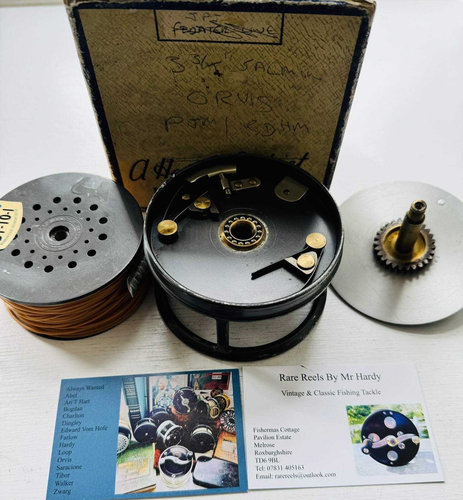 Vintage Hardy 3 3/4 Inch W B RHW Perfect Salmon Fly Reel with Guide & Card Box