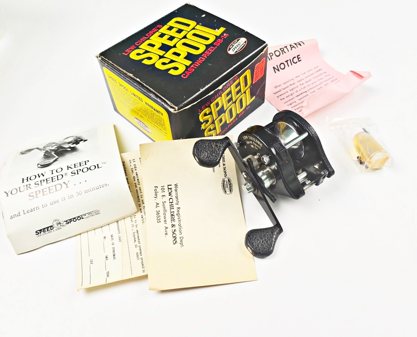 Lew Childre’s BB-1n Speed Spool Bait Casting Reel EX In Correct Box With Extras