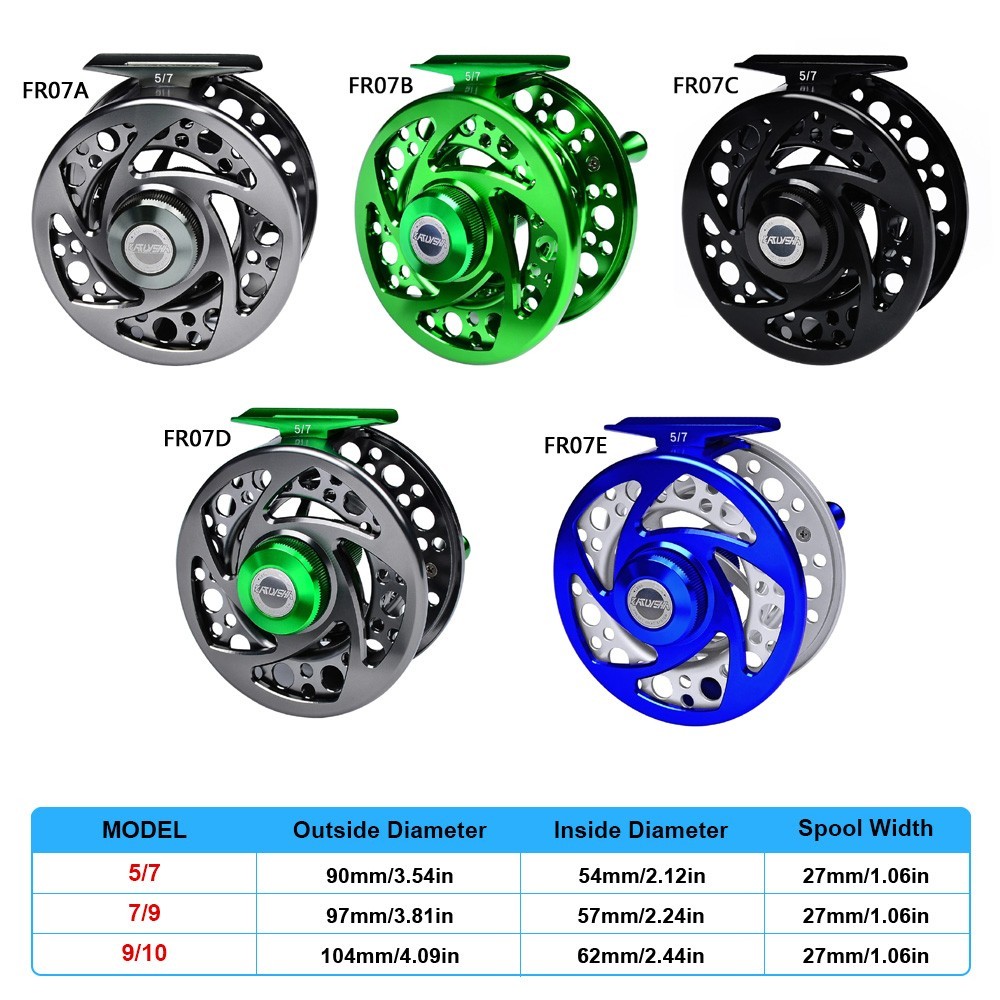 Fly Fishing Reel 5/7 7/9 9/10 WT 2+1BB Aluminum CNC Machine Fishing Fly Wheel R7