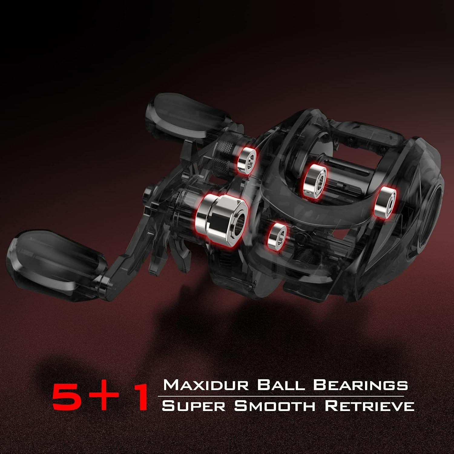 Brutus Baitcasting Fishing Reels, 7.2:1 Gear Ratio | Max Drag: 17.6 Lb, 5+1 BB,