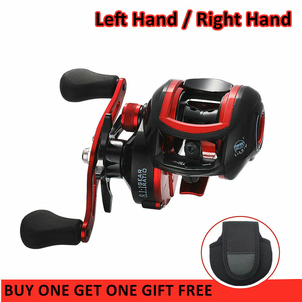 Fishing Baitcasting Reels 8.1:1 High Gear Ratios 18+1 Fleshwater Left Right Hand
